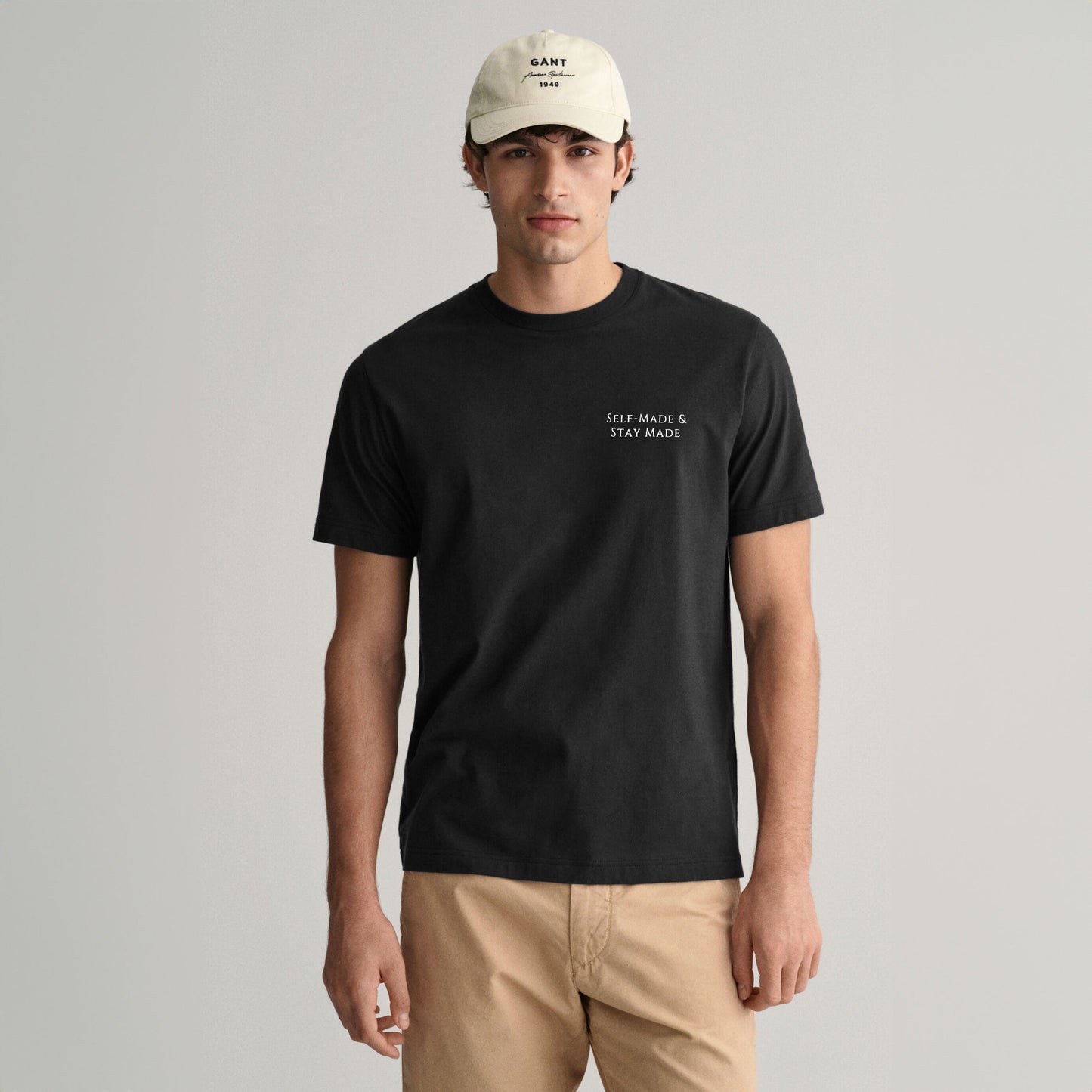 Men's Self Made & Stay Made Printed Crew Neck Tee Shirt