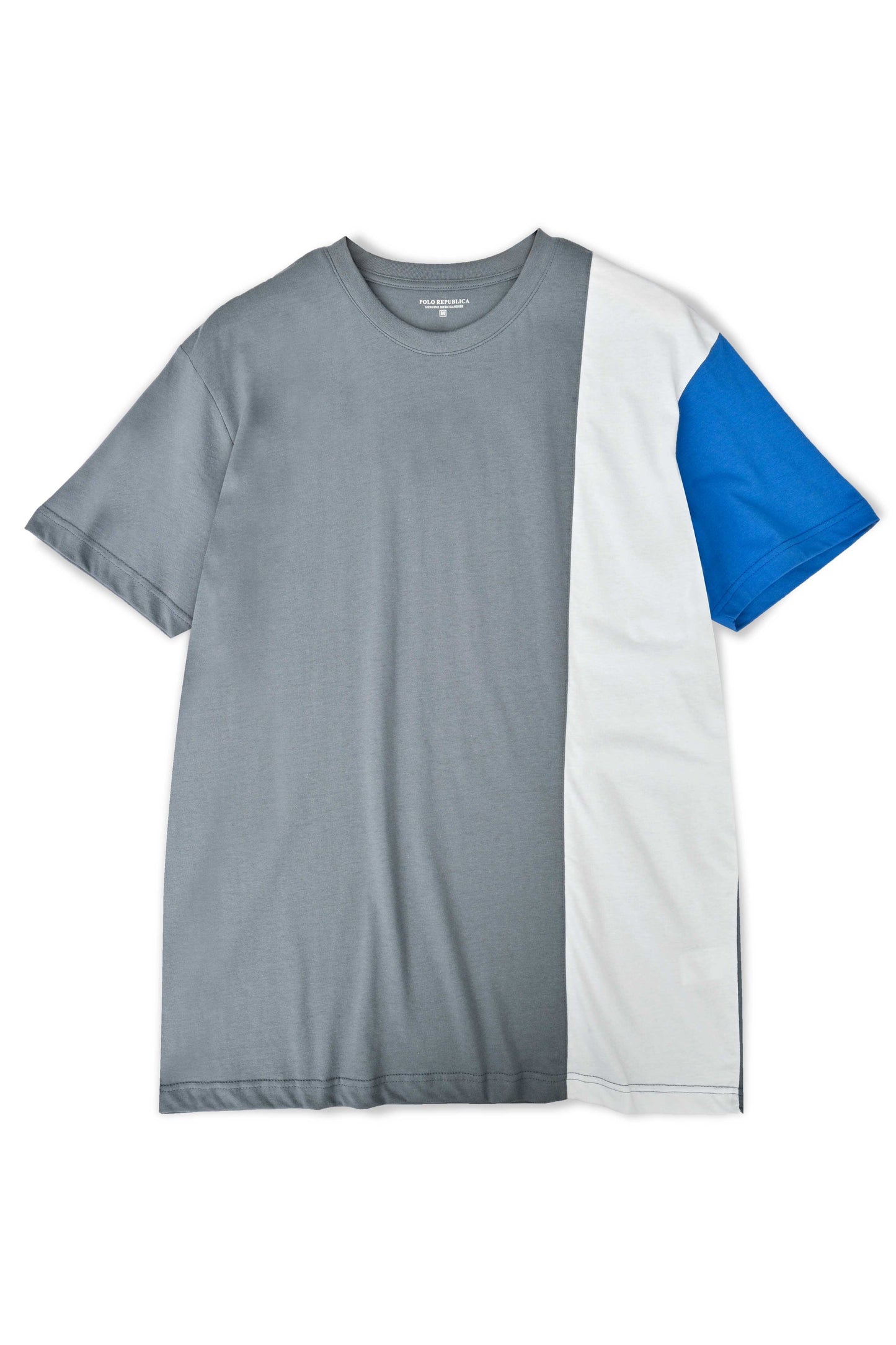 Polo Republica Men's Contrast Panel Oversized Crew Neck Tee Shirt Men's Tee Shirt Polo Republica