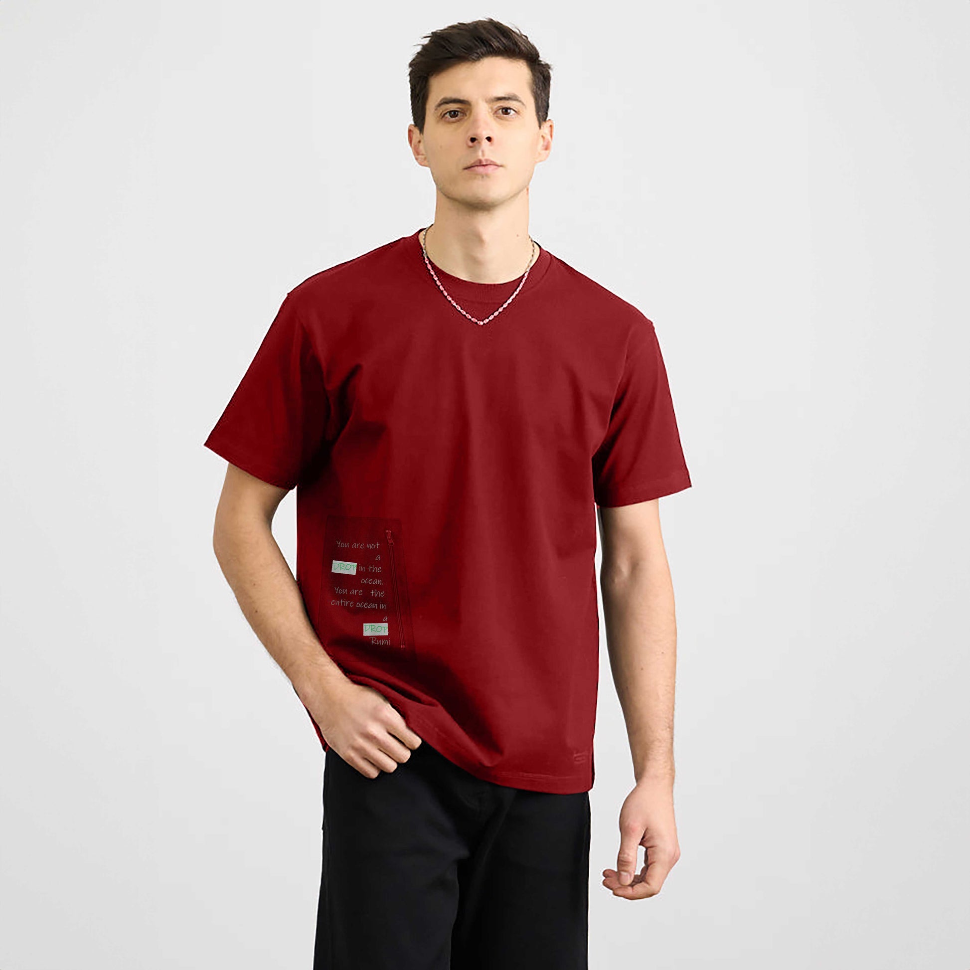 Polo Republica Men's Zipper Pocket Crew Neck Tee Shirt
