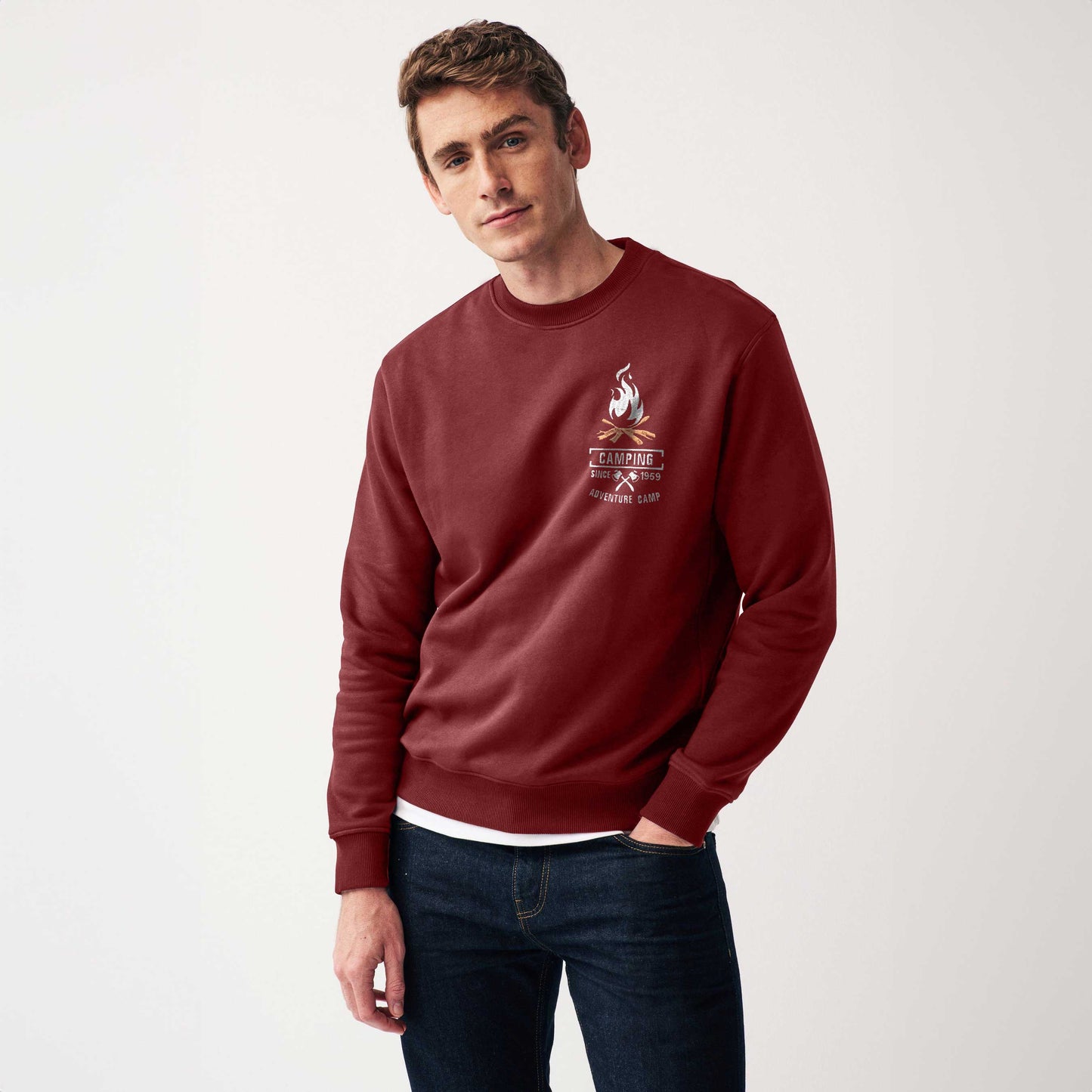 Polo Republica Men's Camping Embroidered Fleece Sweat Shirt