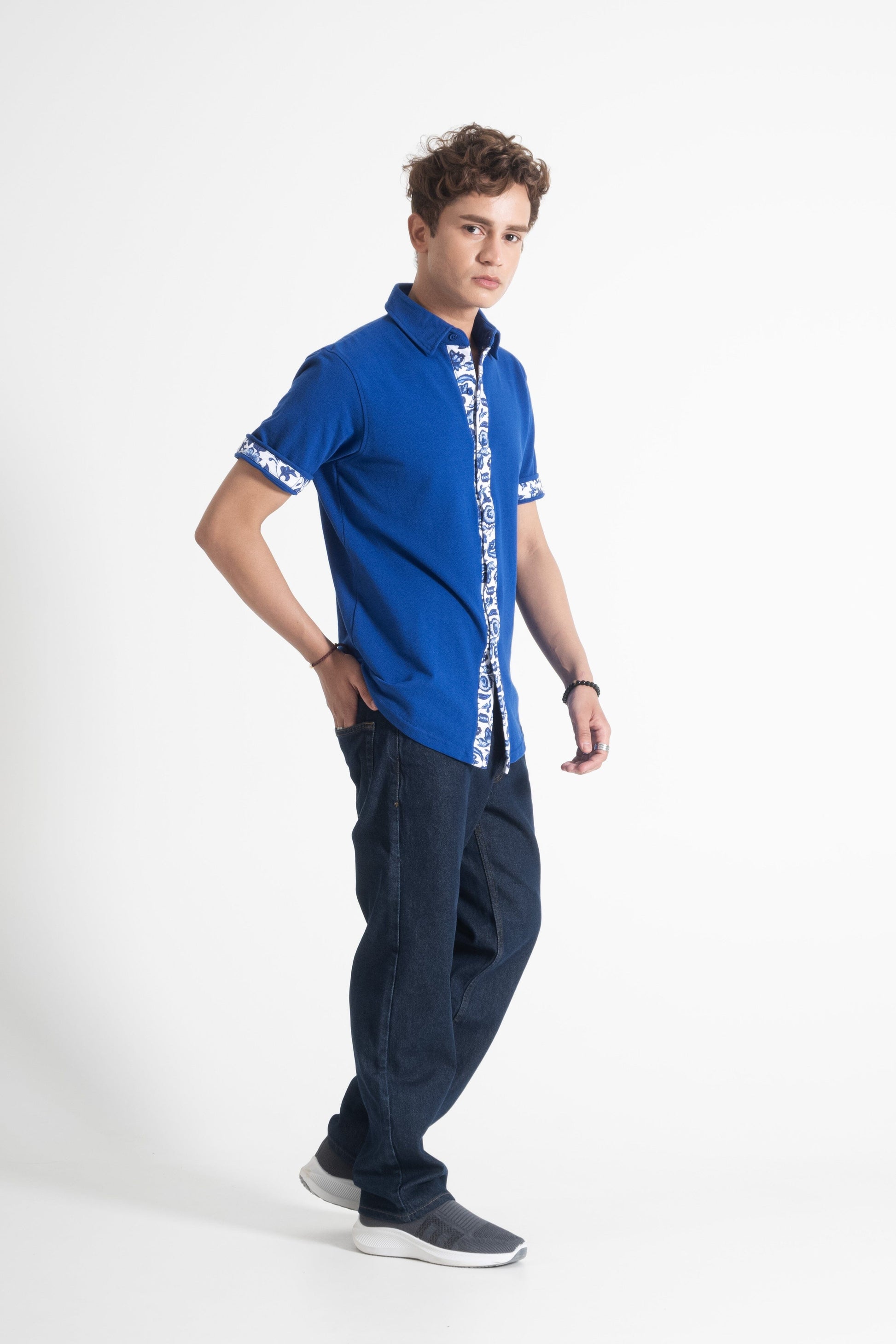 Polo Republica Men's Contrast Panel Short Sleeve Casual Shirt Men's Casual Shirt Polo Republica