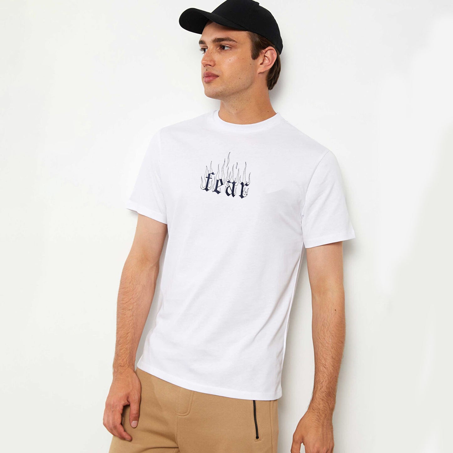 Polo Republica Men's Fear Embroidered Crew Neck Tee Shirt