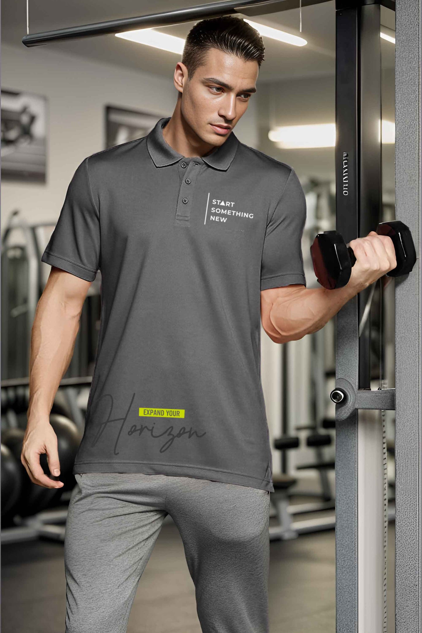 Polo Republica Men's Start Something New Printed Moisture Wicking Activewear Polo Shirt