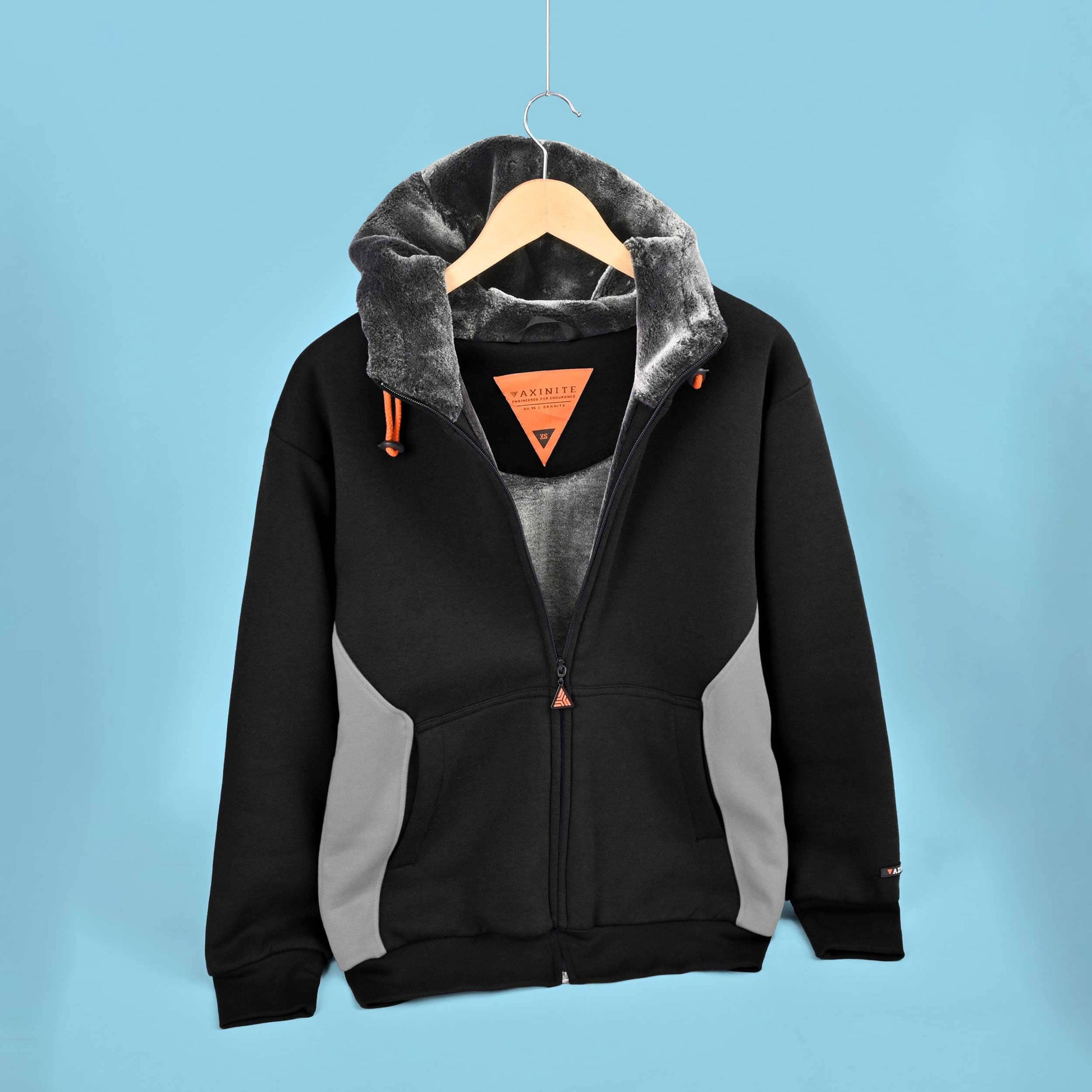 Axinite Unisex AX 96 Contrast Panel Fleece Zipper Hoodie Unisex Zipper Hoodie Image