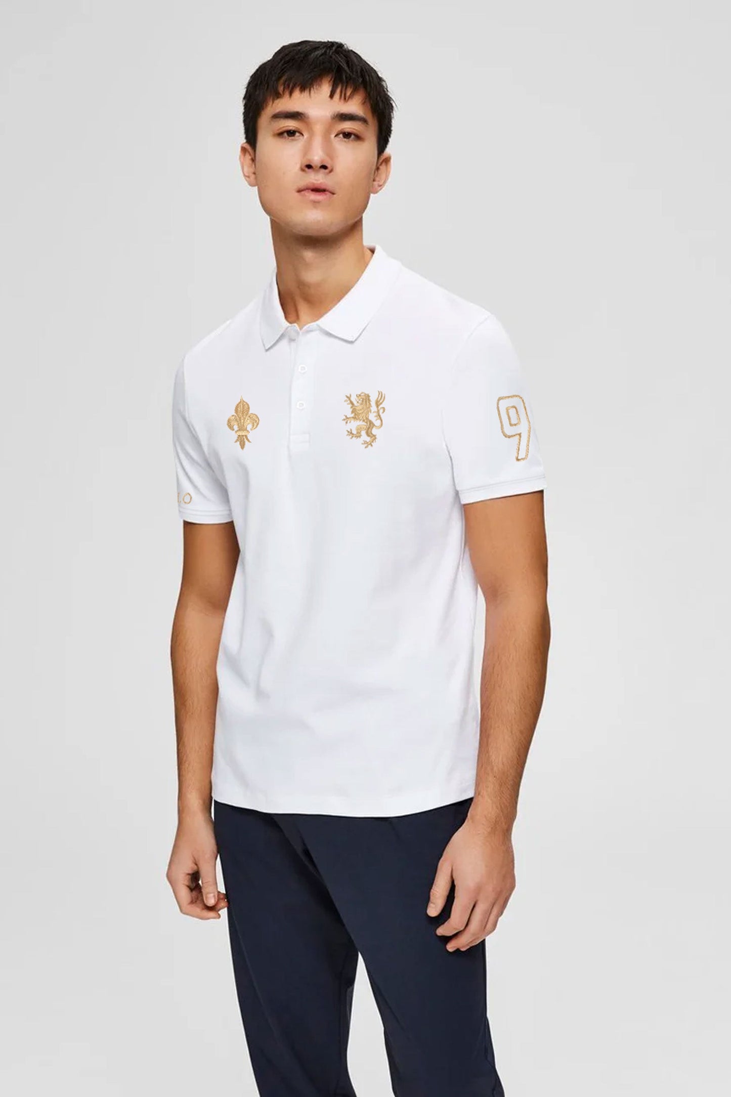 Polo Republica Men's Lion Crest & 9 Polo Embroidered Short Sleeve Polo Shirt