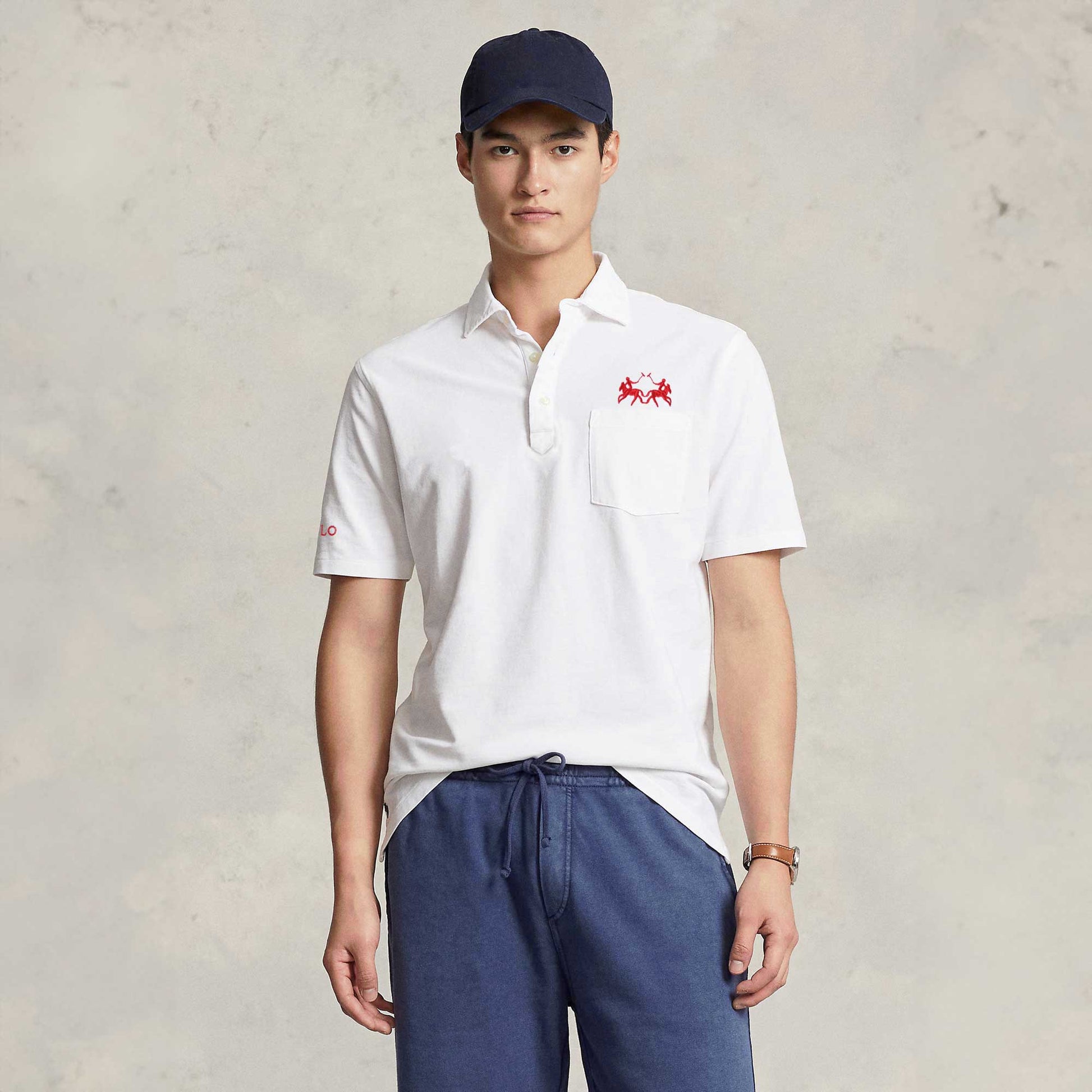 Polo Republica Men's Double Pony & Polo Embroidered Pocket Polo Shirt