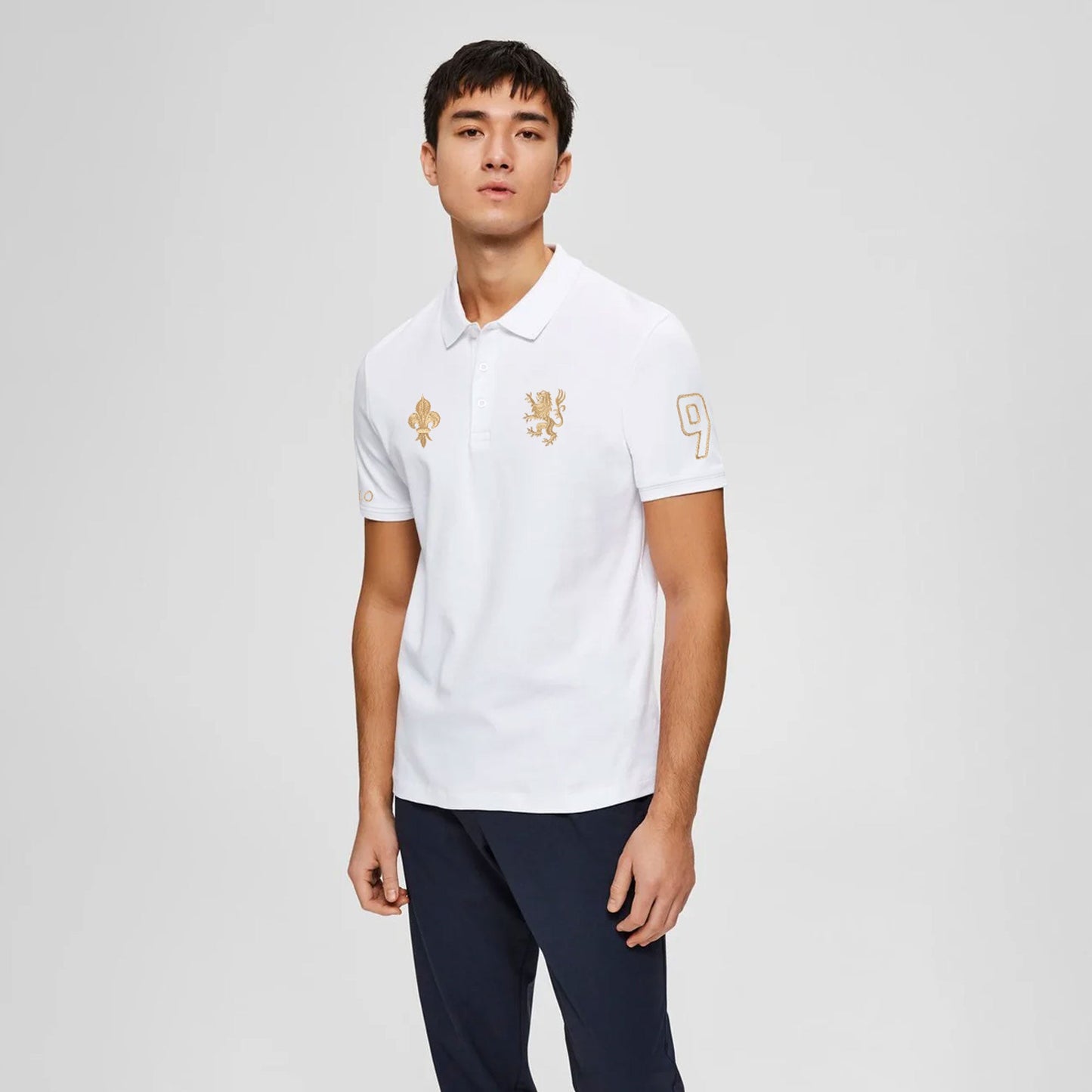 Polo Republica Men's Lion Crest & 9 Polo Embroidered Short Sleeve Polo Shirt