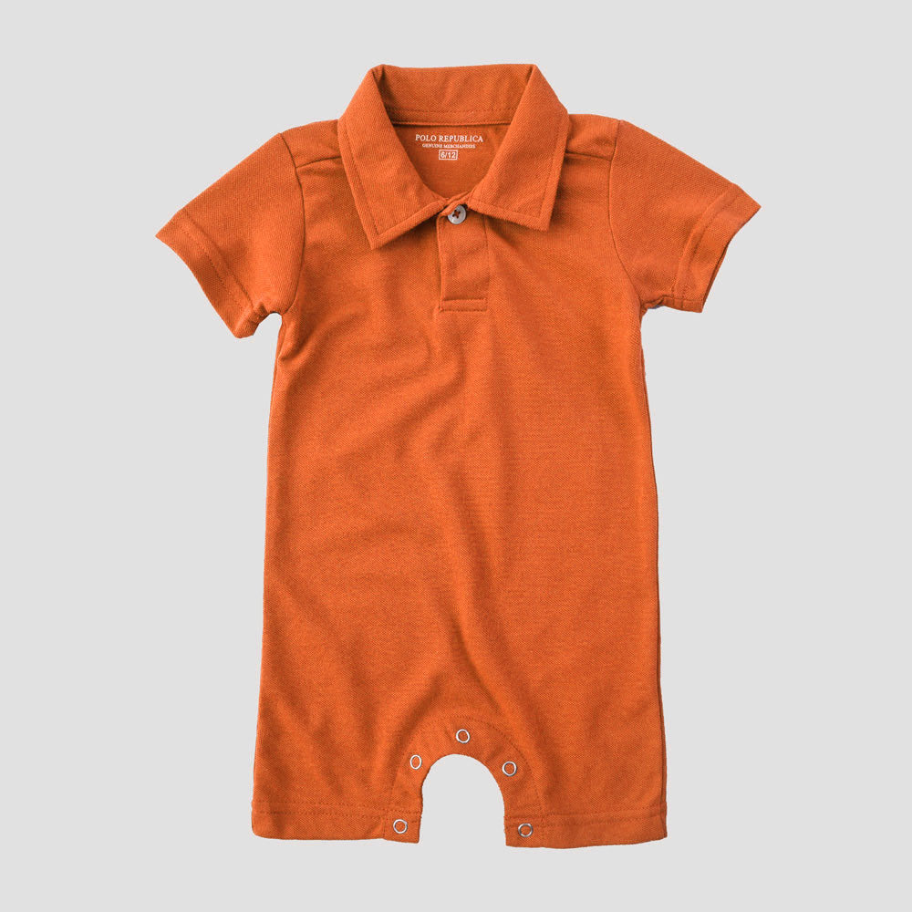 Polo Republica Zodian Short Sleeve Baby Romper Romper Polo Republica Orange 0-3 Months