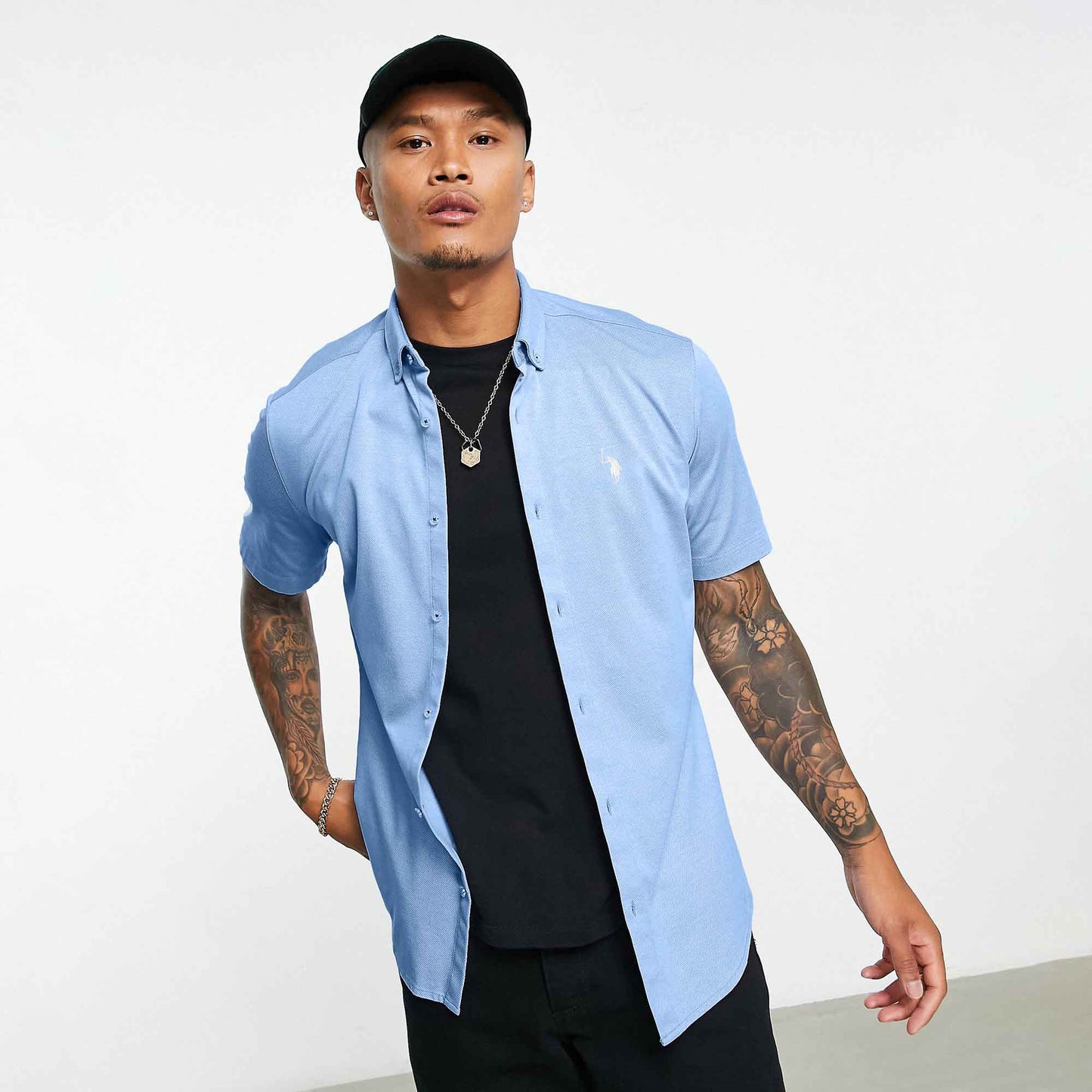 Polo Republica Men's Signature Pony Embroidered Pique Casual Shirt Men's Casual Shirt Polo Republica Sky S