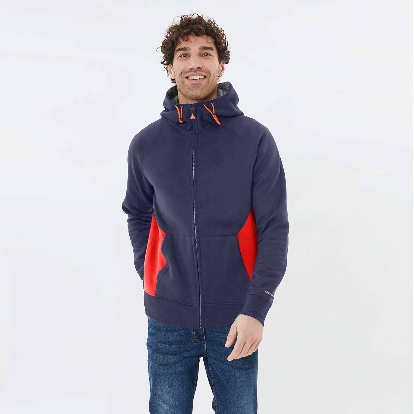 Axinite Unisex AX 96 Contrast Panel Fleece Zipper Hoodie Unisex Zipper Hoodie Image