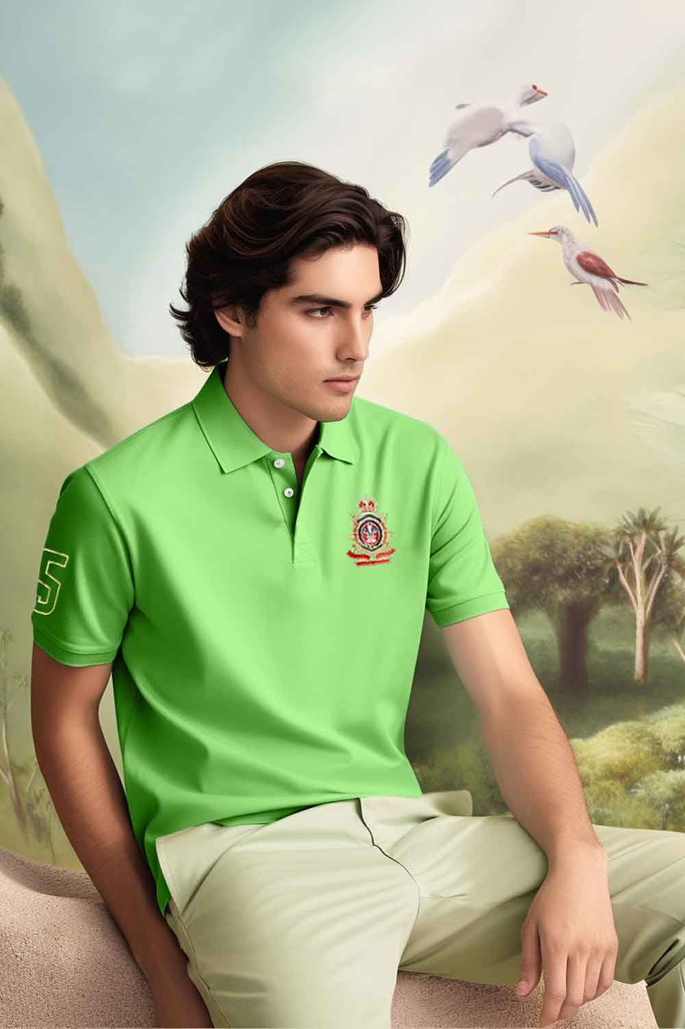 Polo Republica Men's Crest & 5 Embroidered Short Sleeve Polo Shirt