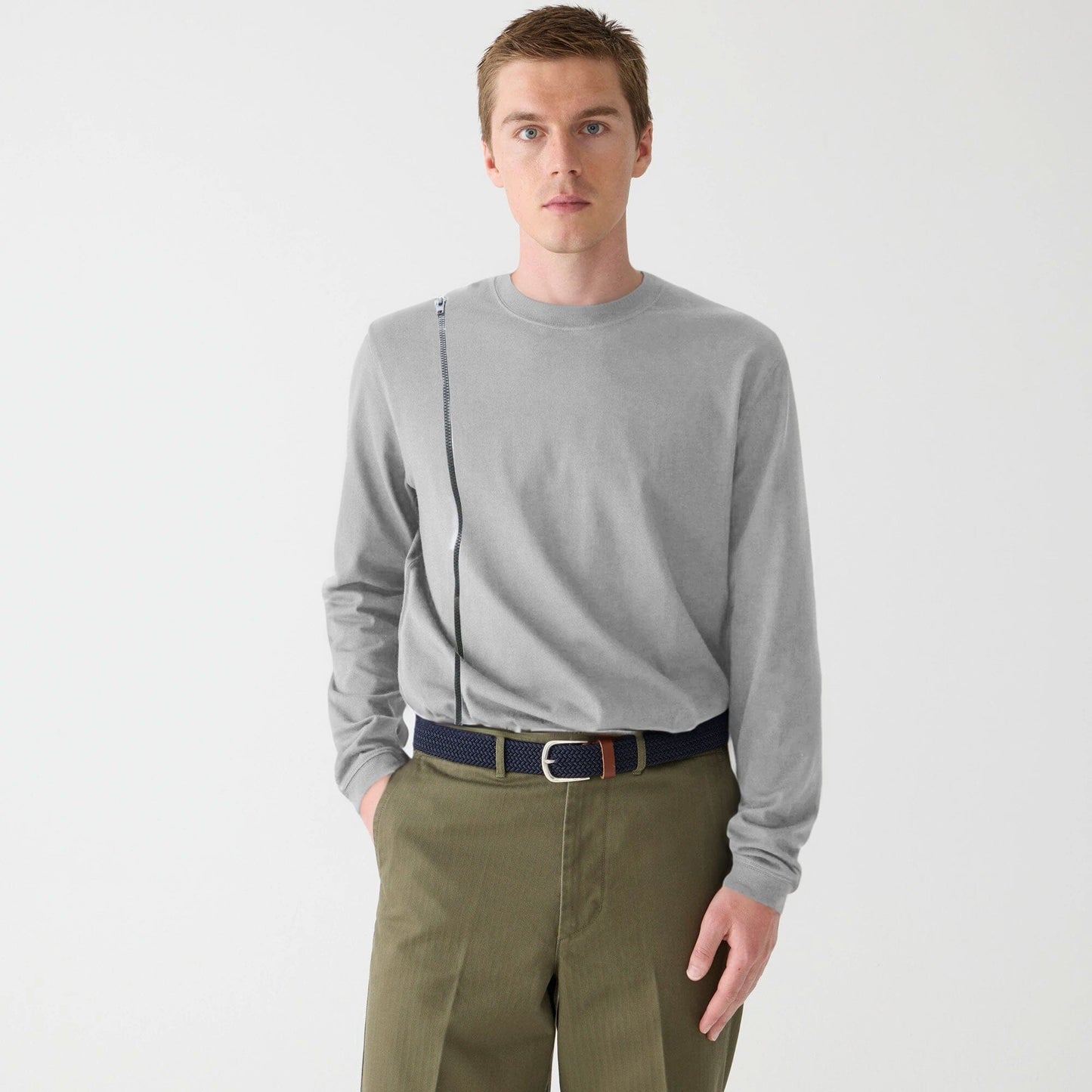 Polo Republica Men's Rumi Side Zipper Long Sleeve Tee Shirt Men's Tee Shirt Polo Republica Stealth Grey S