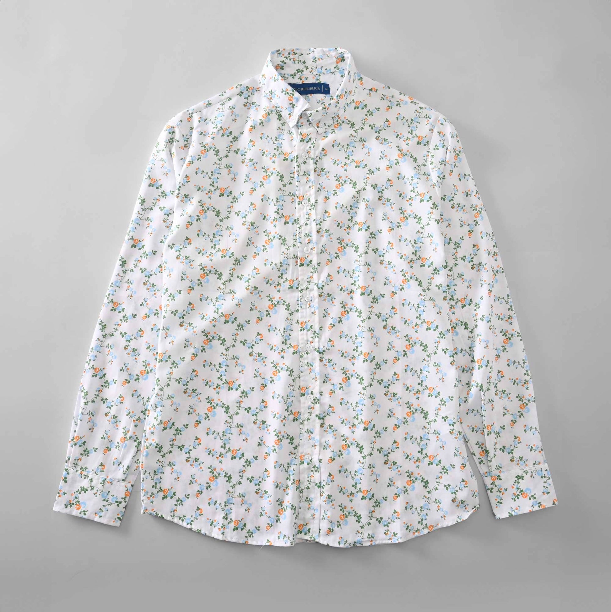 Polo Republica Men's Tulcan Roses Printed Casual Shirt Men's Casual Shirt Polo Republica White S