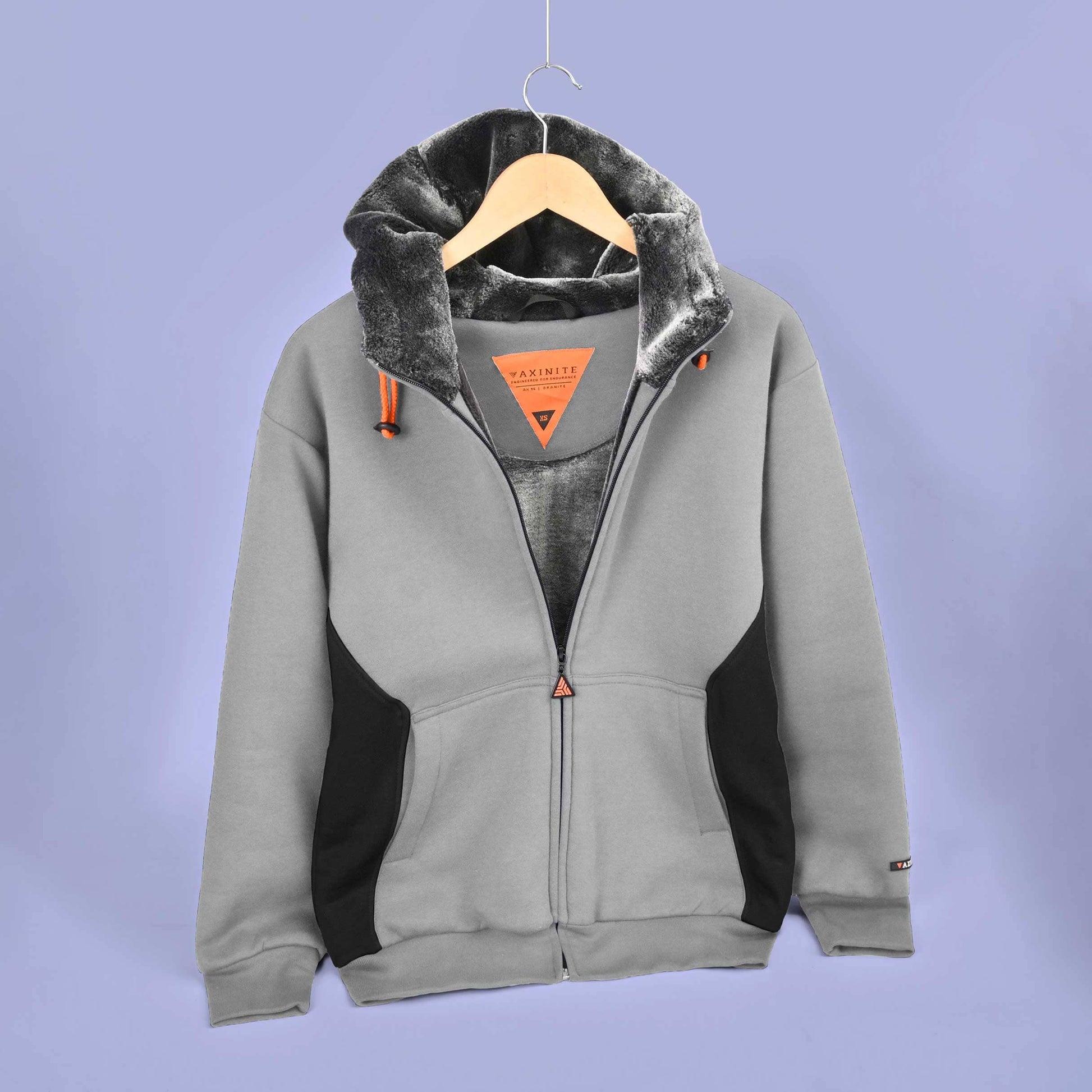 Axinite Unisex AX 96 Contrast Panel Fleece Zipper Hoodie Unisex Zipper Hoodie Image