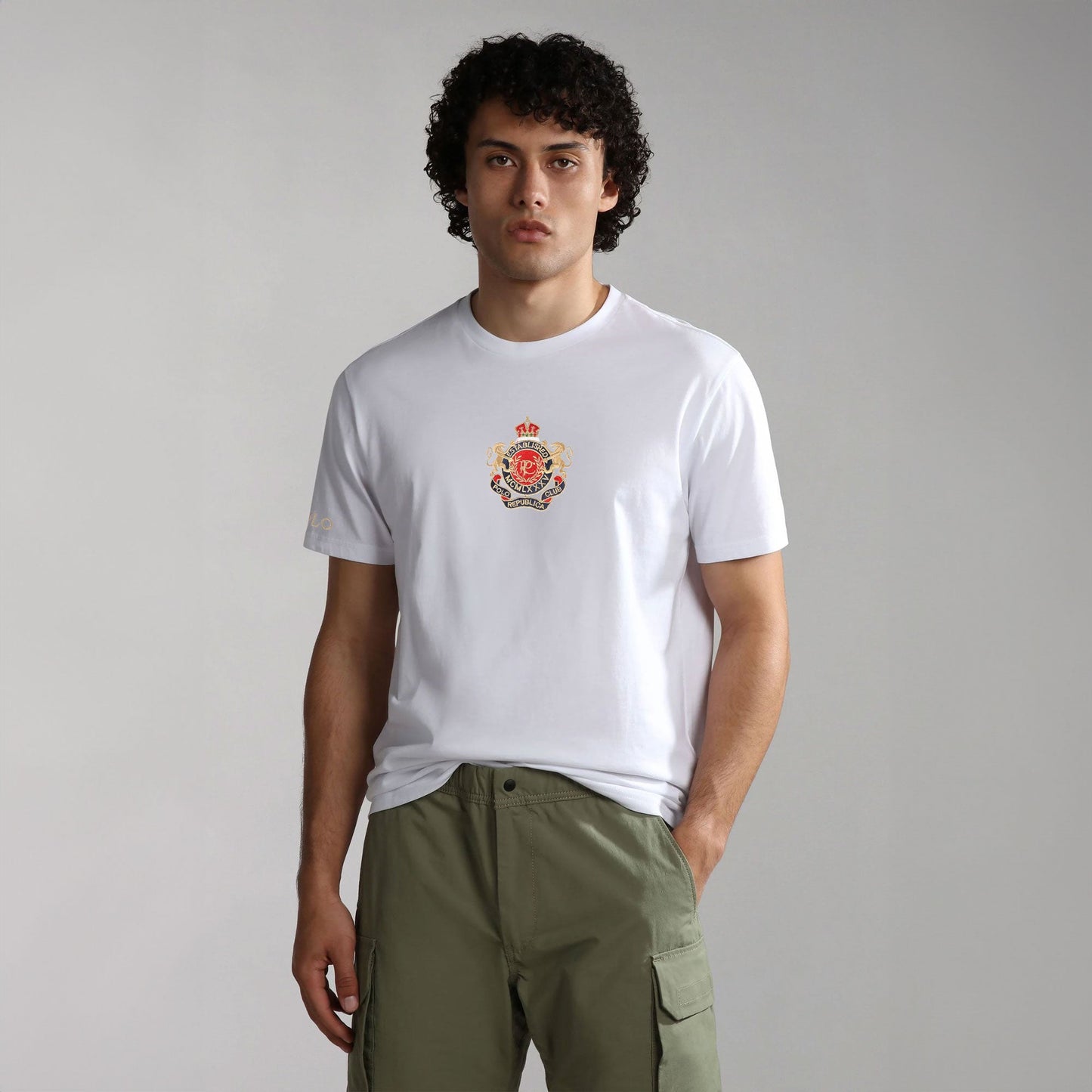 Polo Republica Men's PRC Crest & 8 Embroidered Crew Neck Tee Shirt