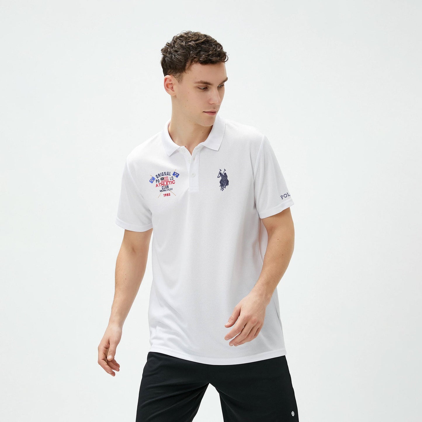 Polo Republica Men's Twin Pony & Flag Embroidered Short Sleeve Polo Shirt