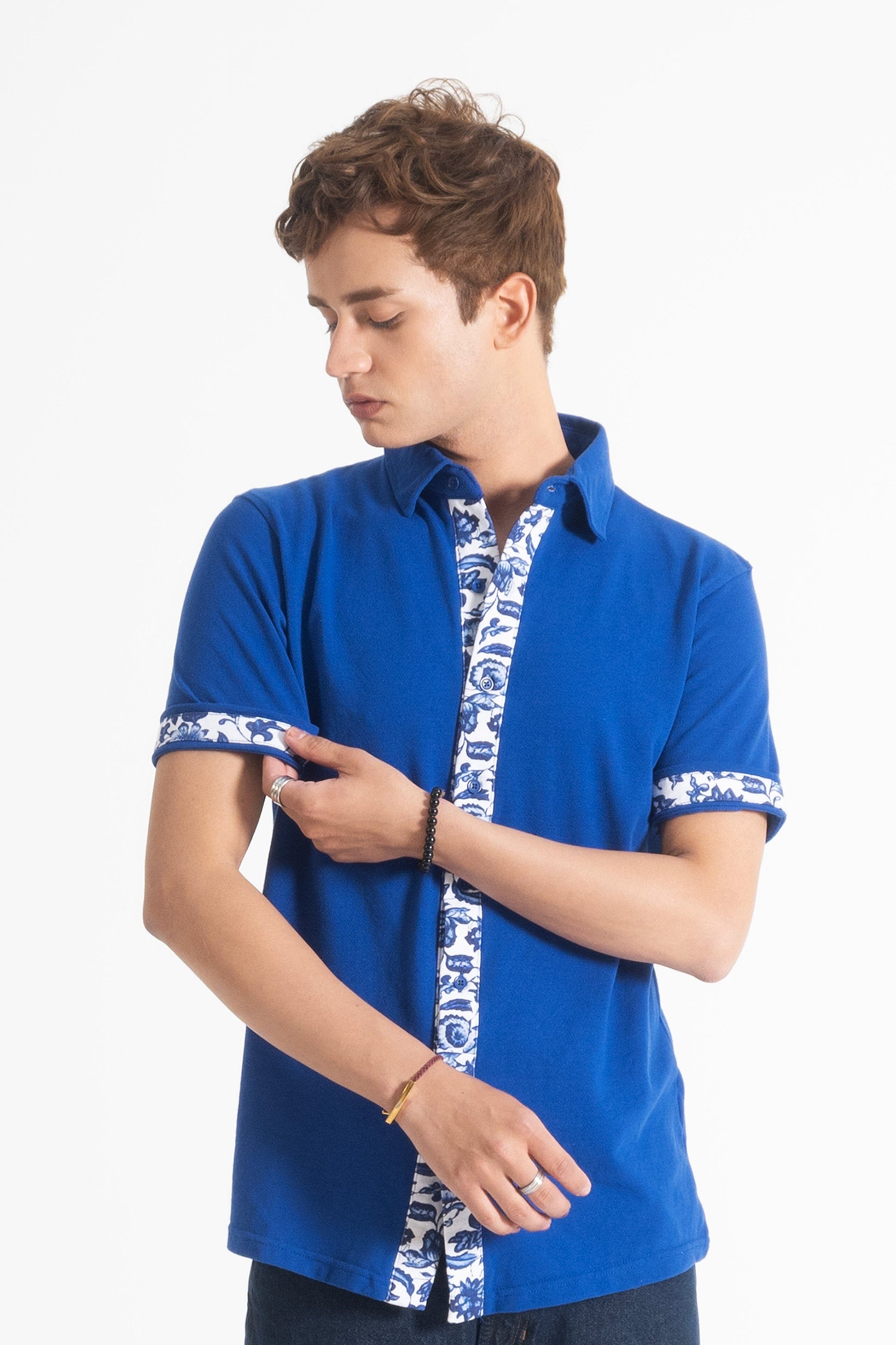 Polo Republica Men's Contrast Panel Short Sleeve Casual Shirt Men's Casual Shirt Polo Republica