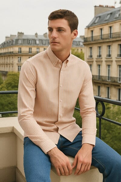 Polo Republica Men's Button Down Striped Casual Shirt