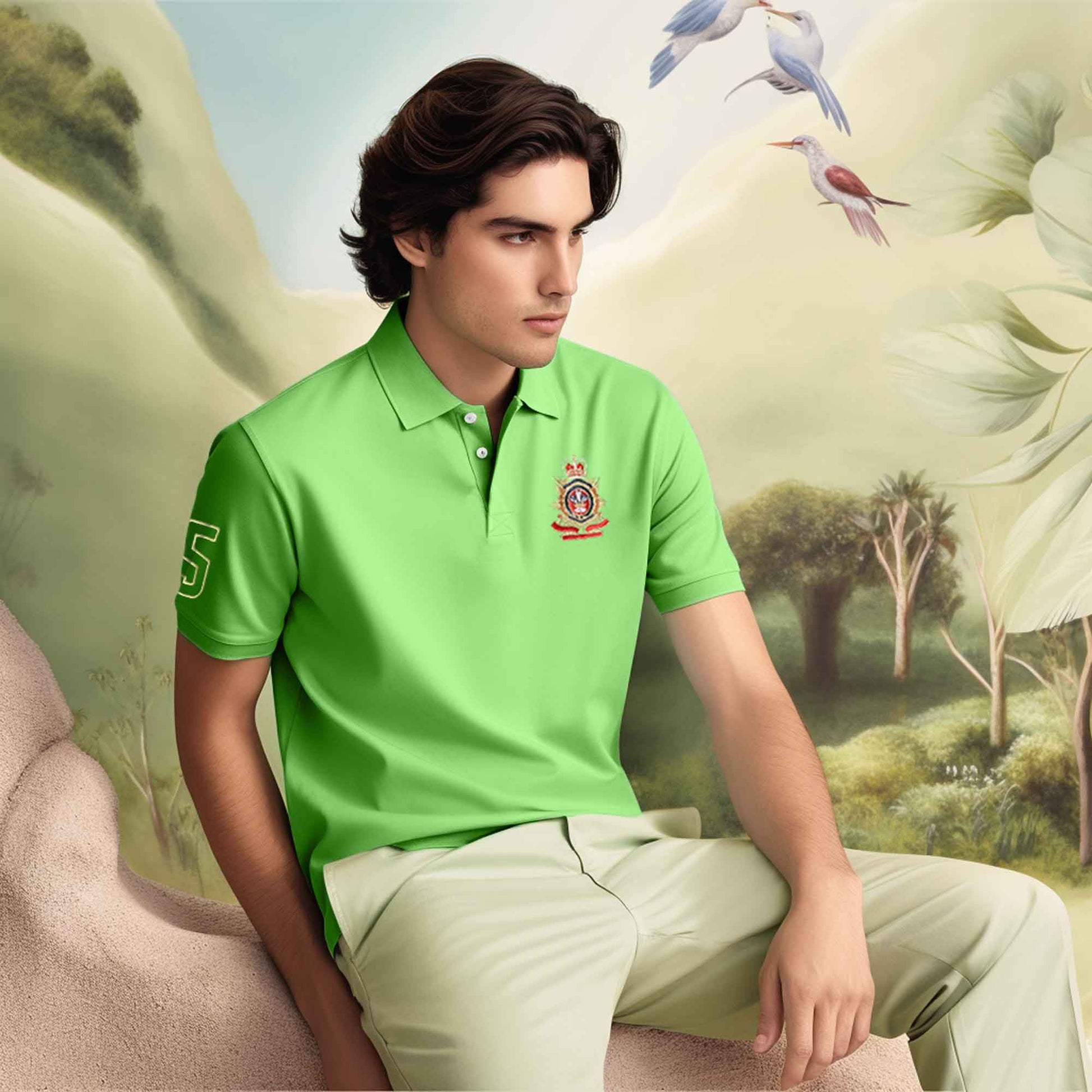 Polo Republica Men's Crest & 5 Embroidered Short Sleeve Polo Shirt