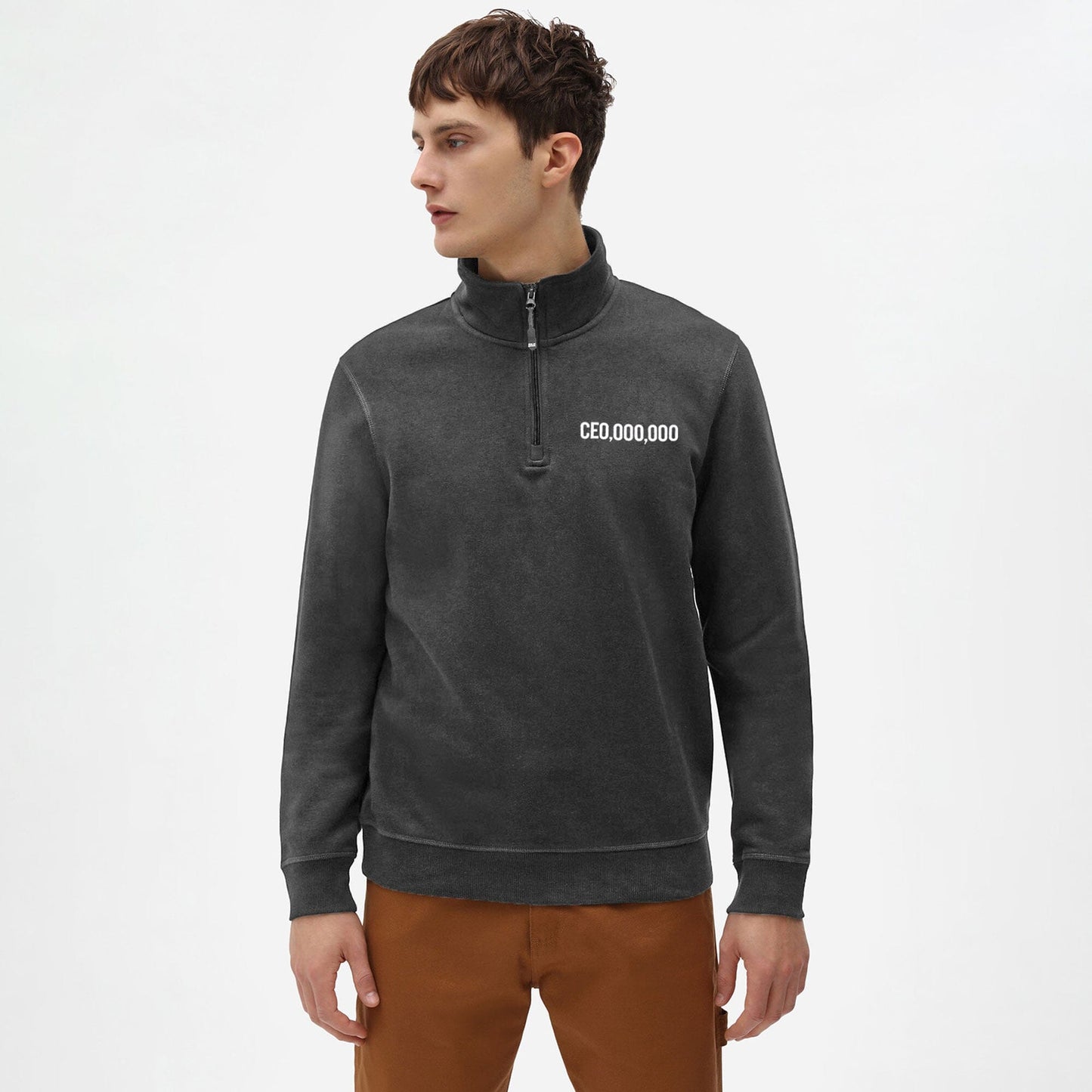 Polo Republica Men's CE000,000 Quarter-Zip Sweatshirt Charcoal S