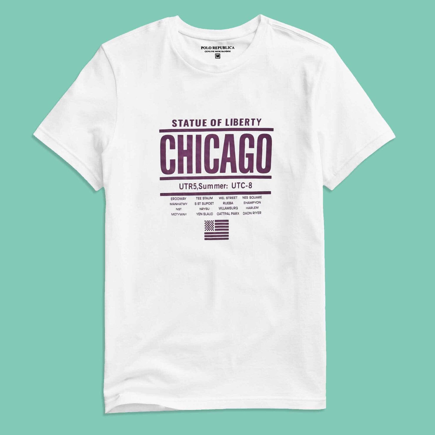 Polo Republica Men's Statue Of Liberty Printed Crew Neck Tee Shirt Men's Tee Shirt Polo Republica