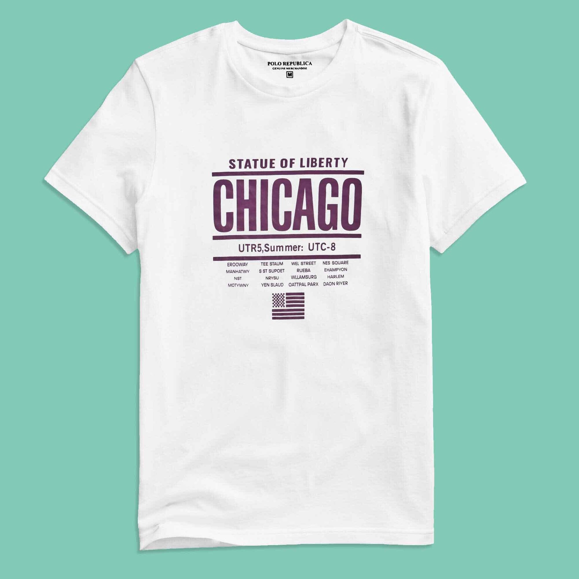 Polo Republica Men's Statue Of Liberty Printed Crew Neck Tee Shirt Men's Tee Shirt Polo Republica