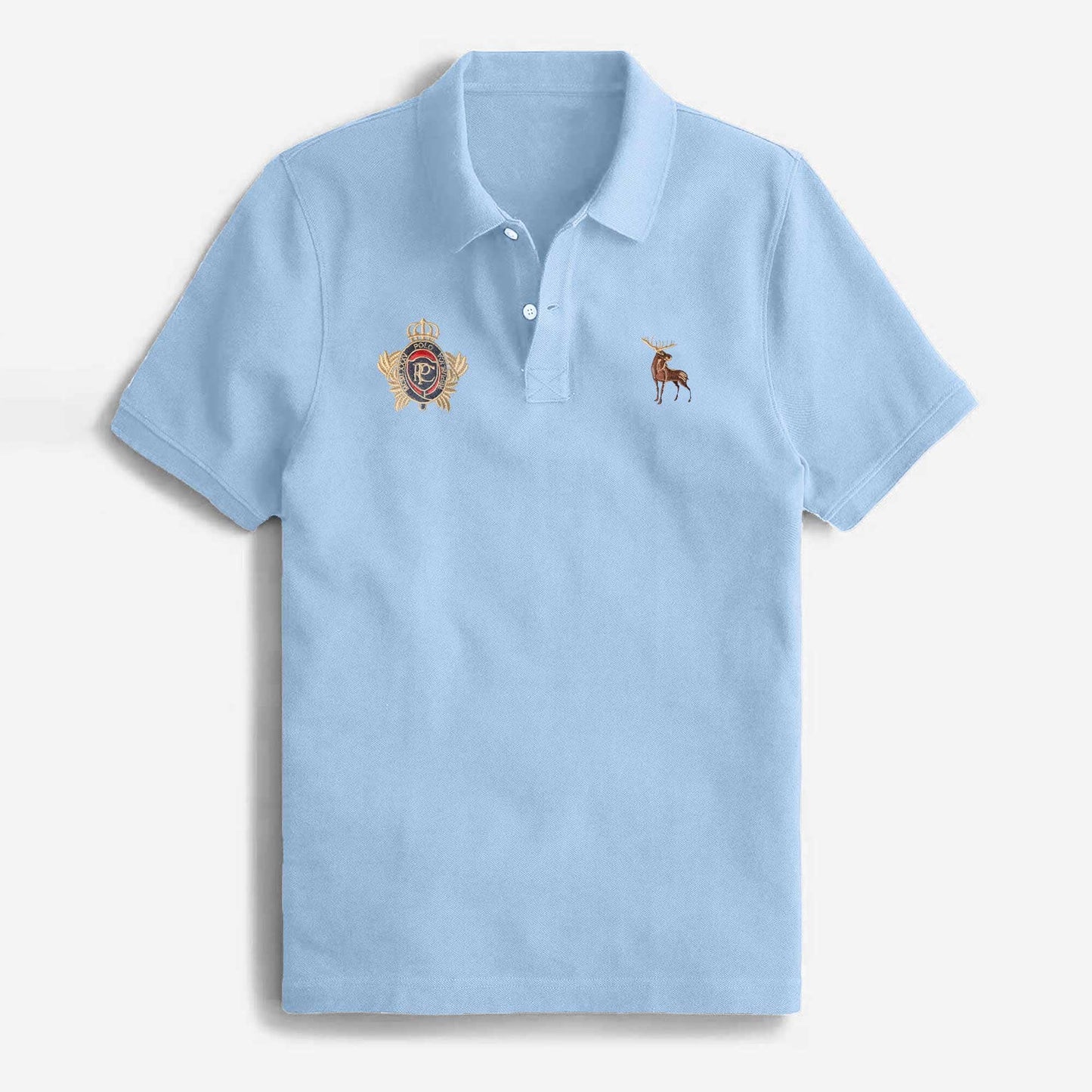 Polo Republica Men's Moose & PRC Crest Embroidered Short Sleeve Polo Shirt Men's Polo Shirt Polo Republica