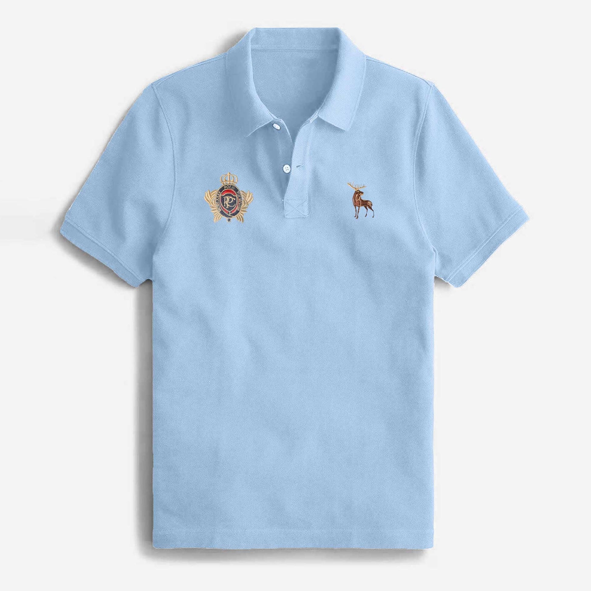 Polo Republica Men's Moose & PRC Crest Embroidered Short Sleeve Polo Shirt Men's Polo Shirt Polo Republica