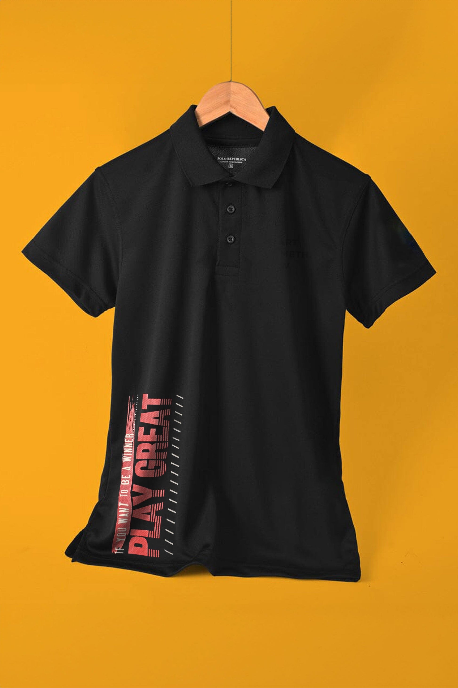 Polo Republica Men's Play Great Printed Activewear Polo Shirt