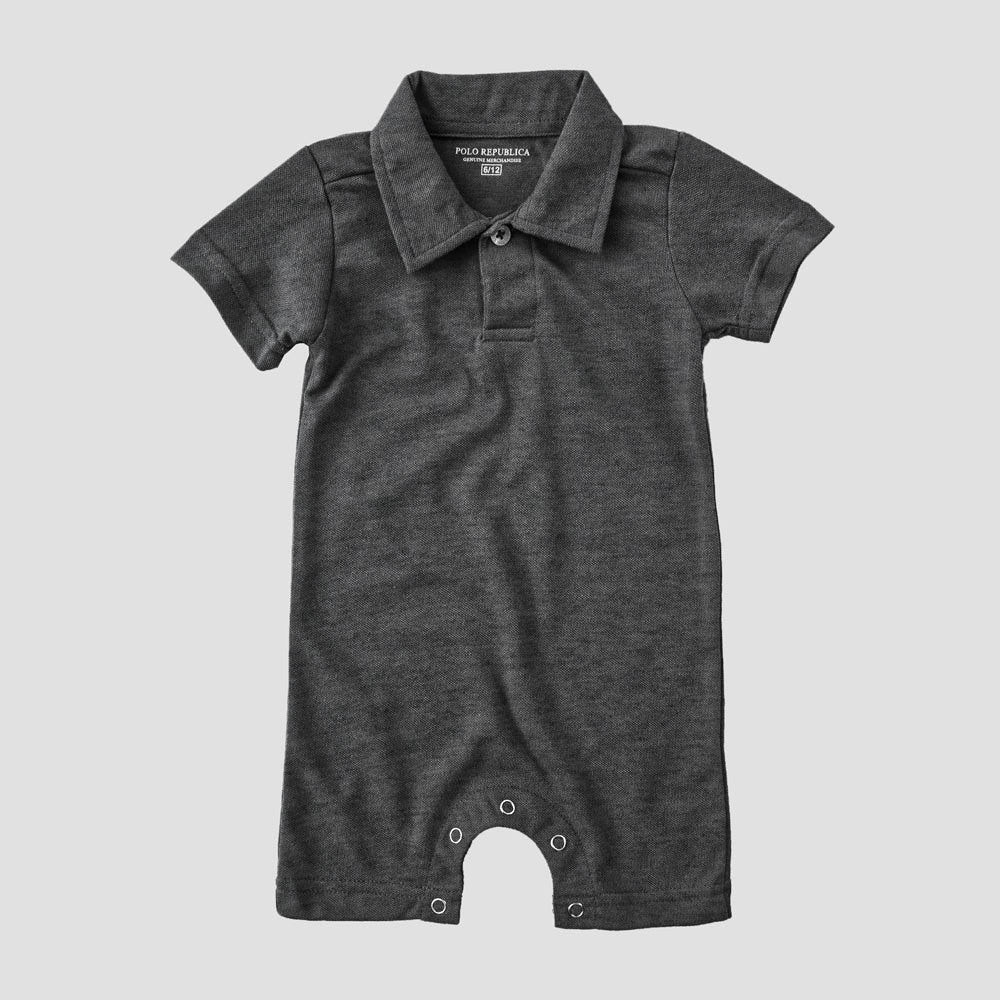 Polo Republica Zodian Short Sleeve Baby Romper Romper Polo Republica Charcoal 0-3 Months