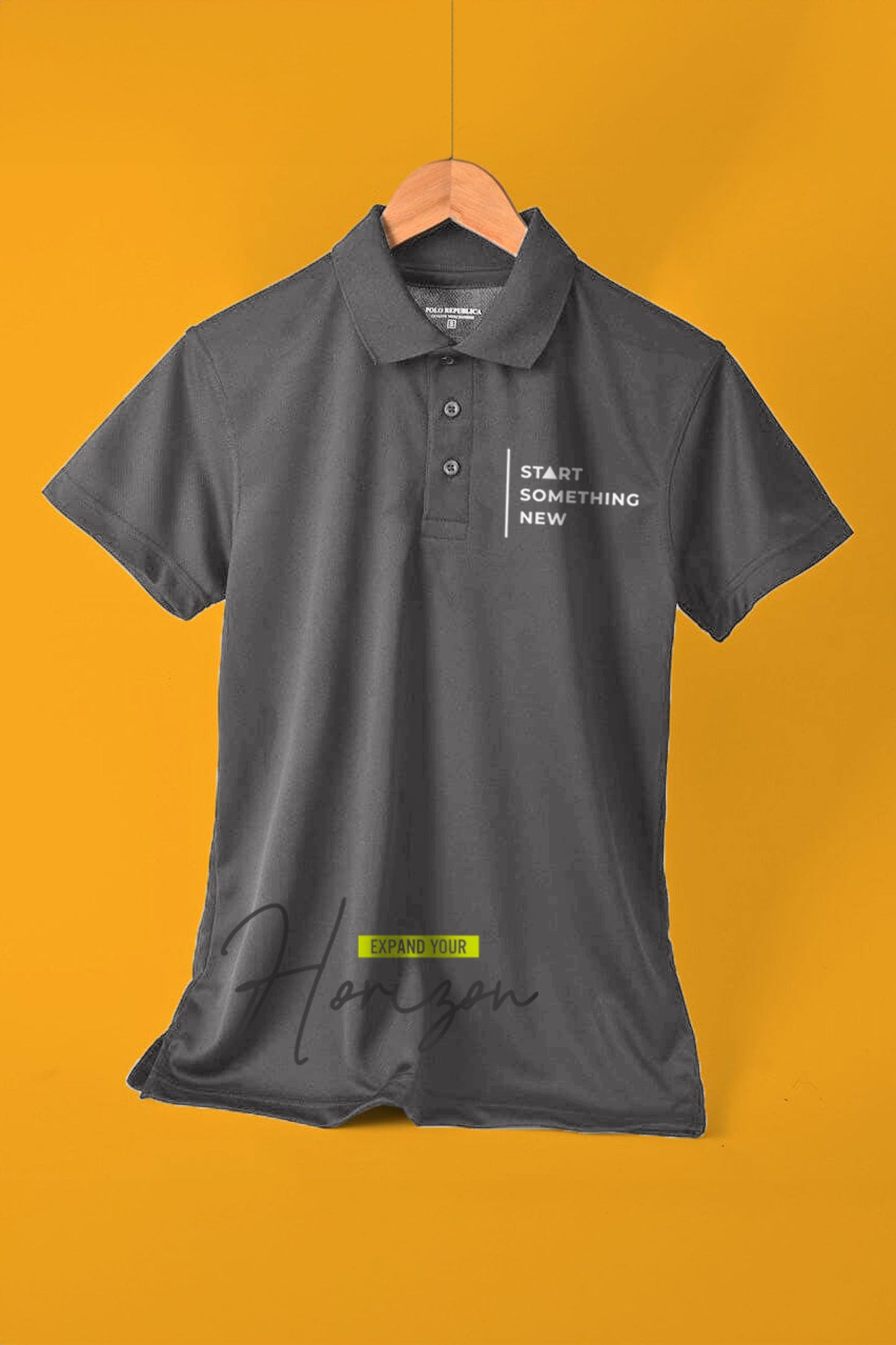 Polo Republica Men's Start Something New Printed Moisture Wicking Activewear Polo Shirt