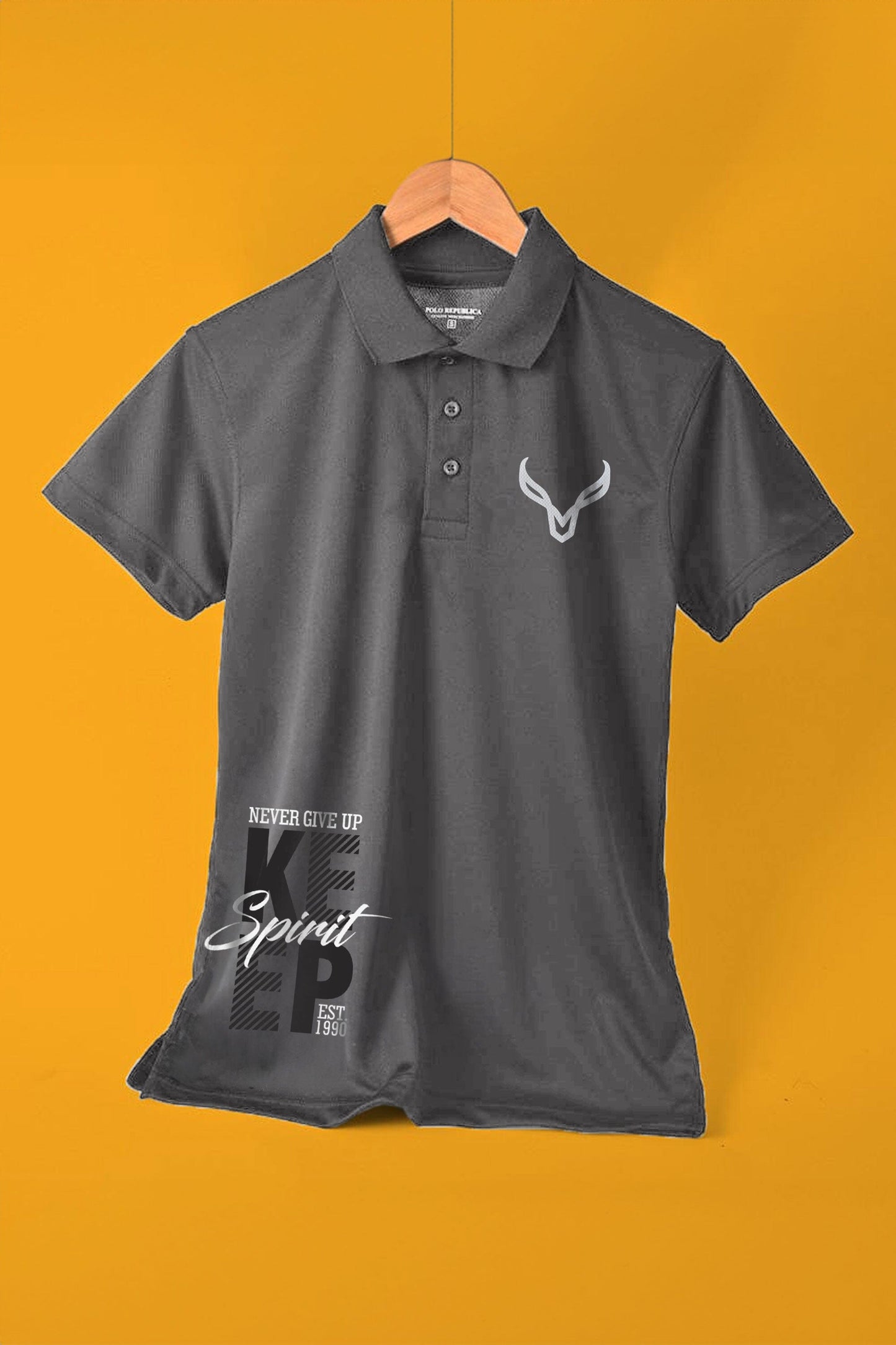 Polo Republica Men's Keep Spirit Printed Activewear Polo Shirt Men's Polo Shirt Polo Republica