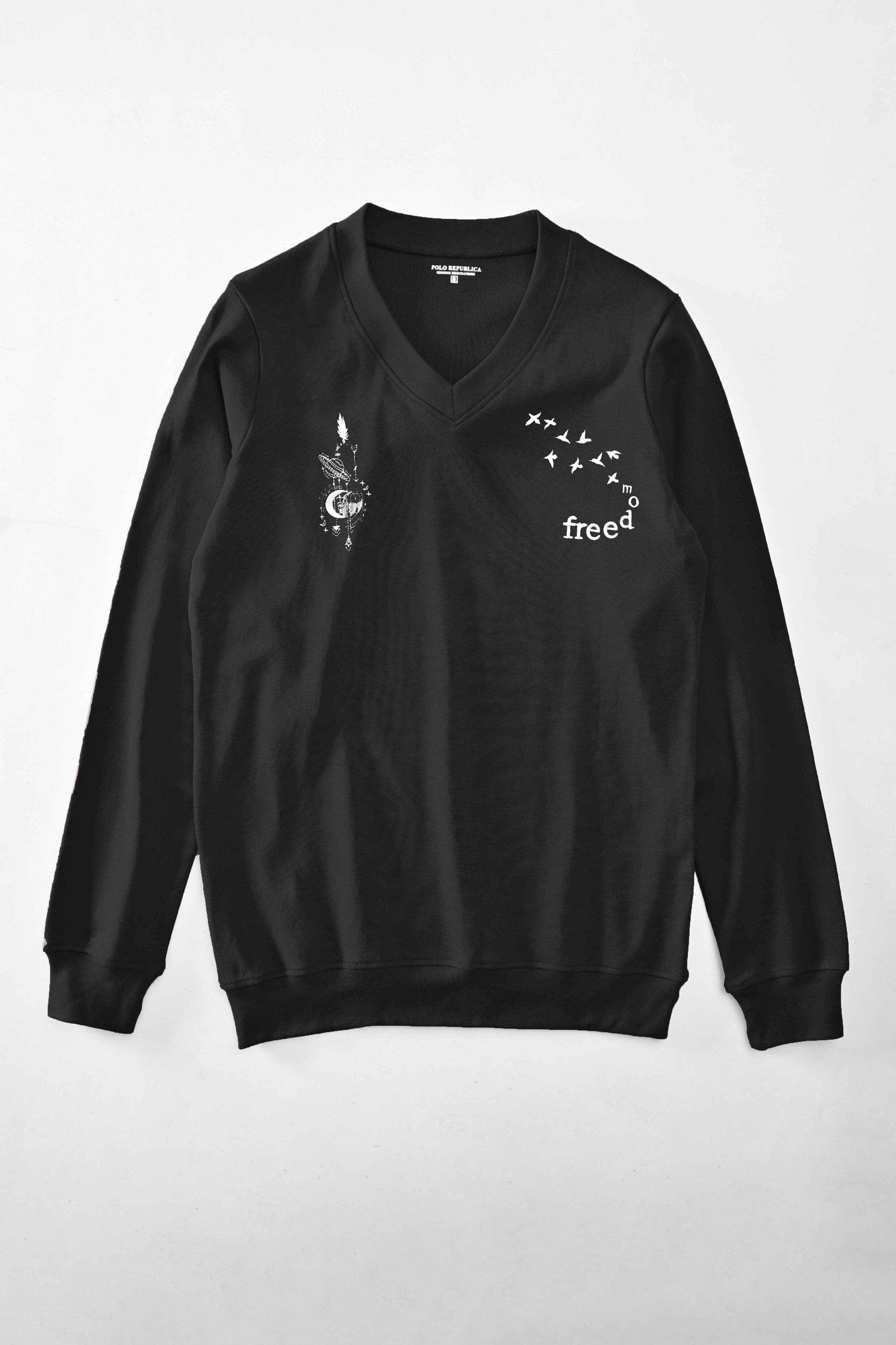 Polo Republica Men's Freedom Embroidered V-Neck Sweat Shirt Men's Sweat Shirt Polo Republica