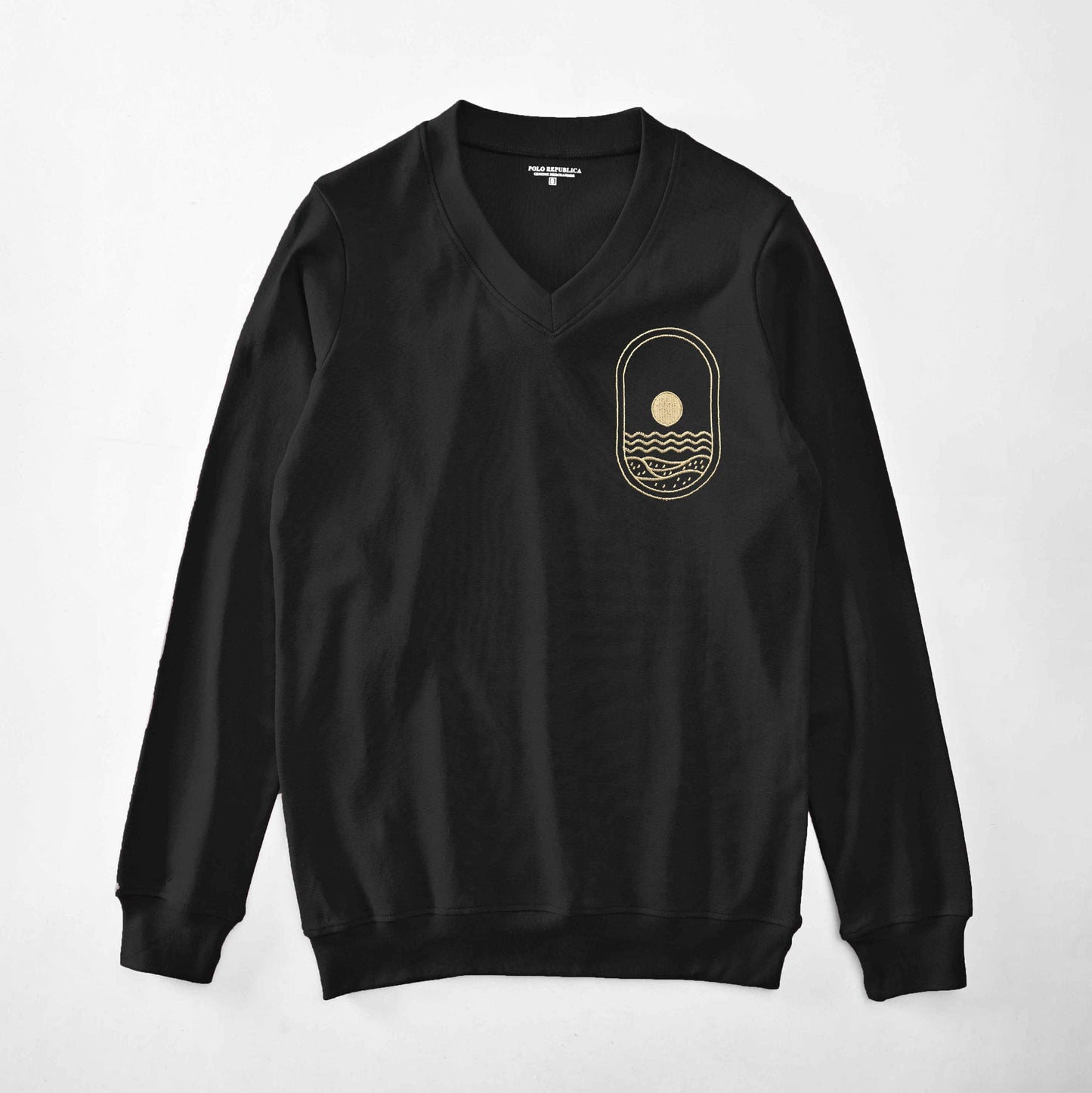 Polo Republica Men's Sun Embroidered V-Neck Sweat Shirt