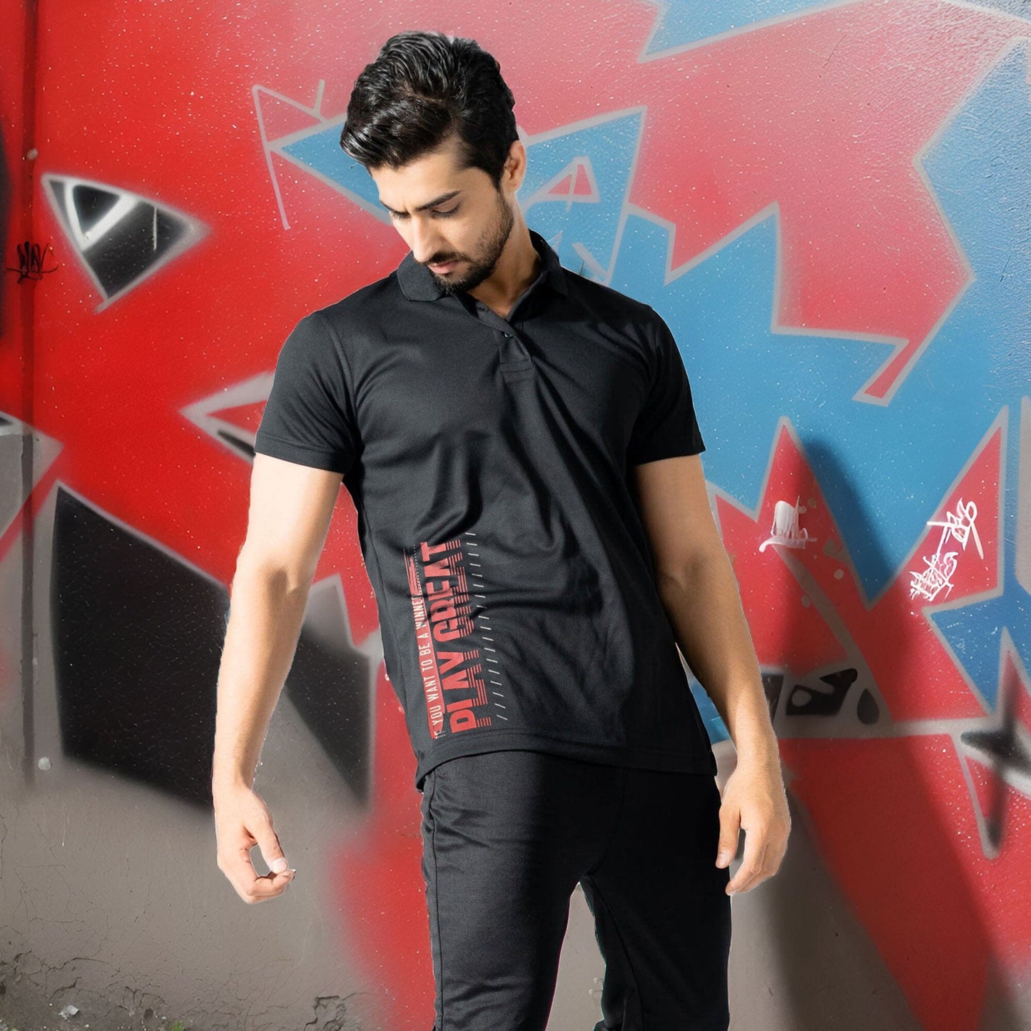 Polo Republica Men's Play Great Printed Activewear Polo Shirt