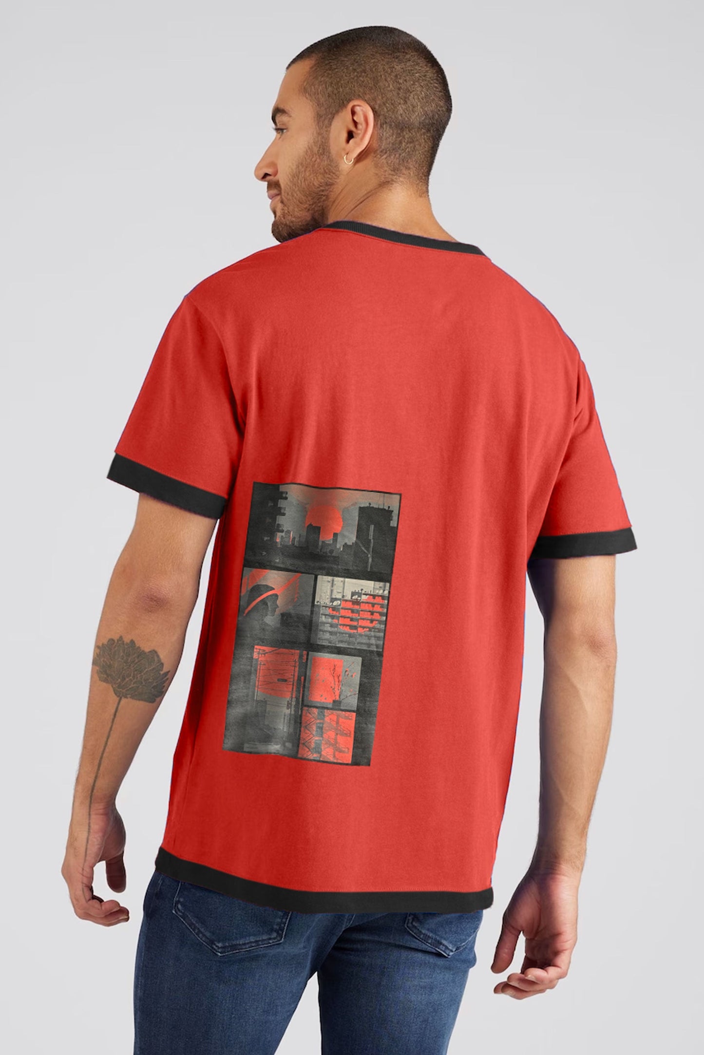 Polo Republica Men's Sun Set Printed Crew Neck Tee Shirt