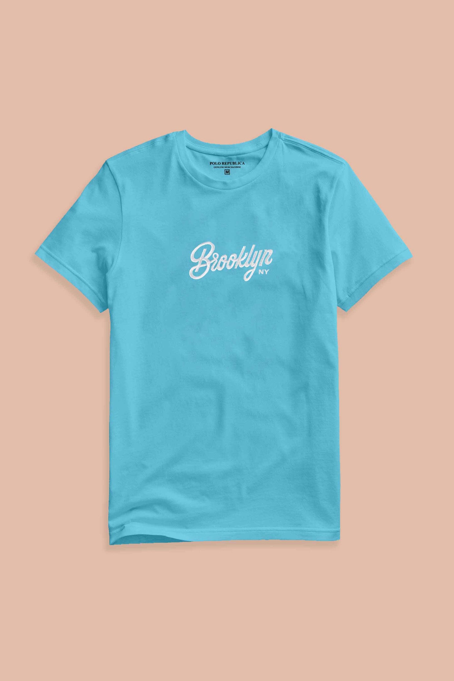 Polo Republica Men's Brooklyn NY Embroidered Crew Neck Tee Shirt