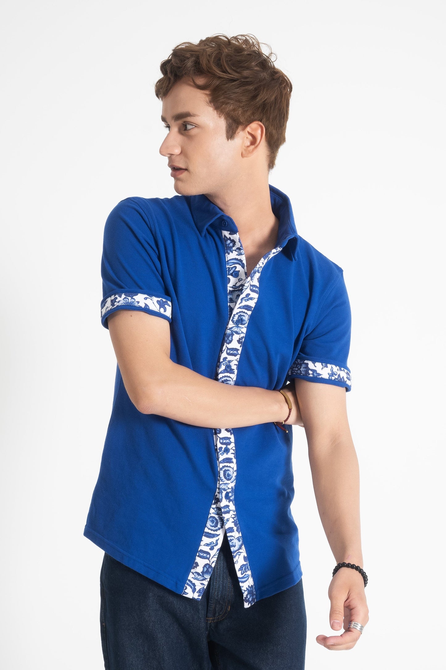 Polo Republica Men's Contrast Panel Short Sleeve Casual Shirt Men's Casual Shirt Polo Republica