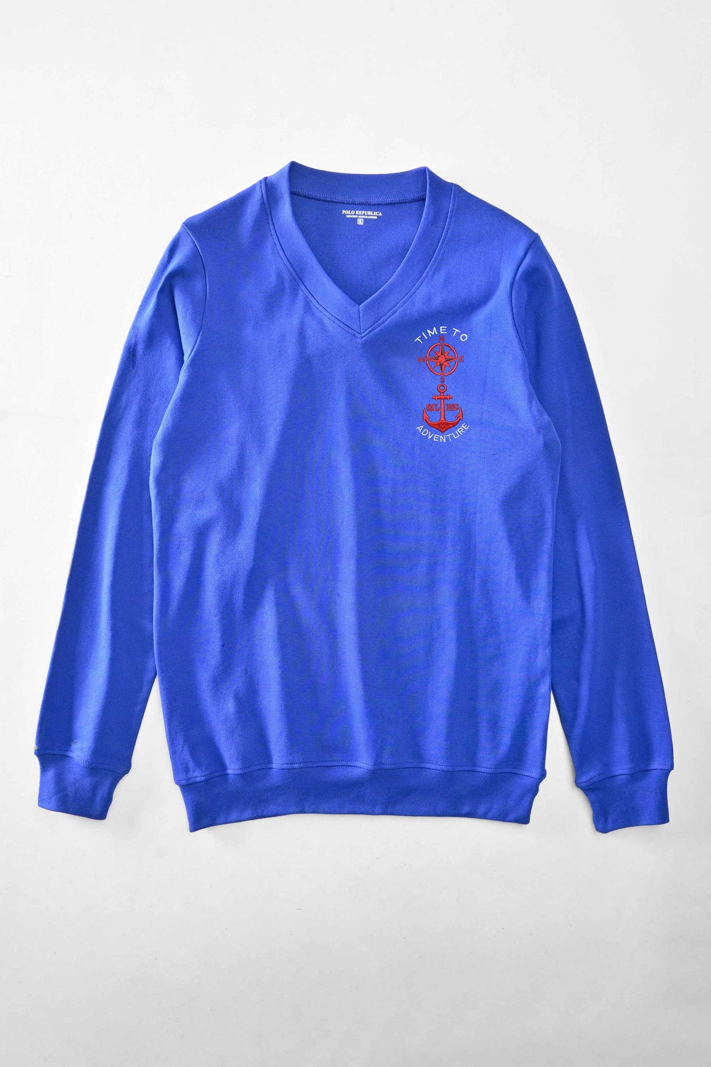 Polo Republica Men's Time To Adventure Embroidered V-Neck Sweat Shirt