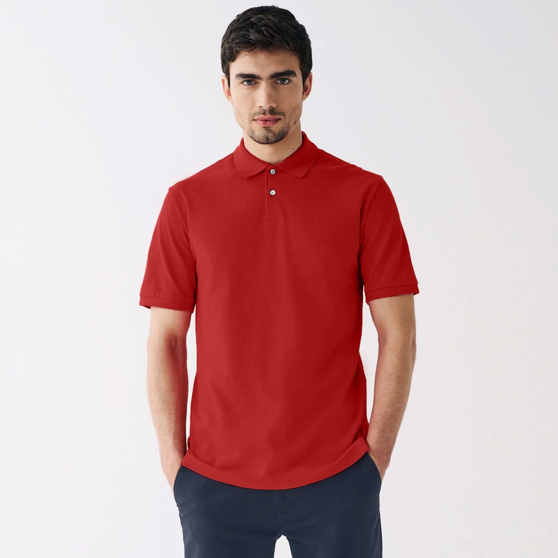 Polo Republica Men's Essentials Premium Short Sleeve Polo Shirt Men's Polo Shirt Polo Republica Red S