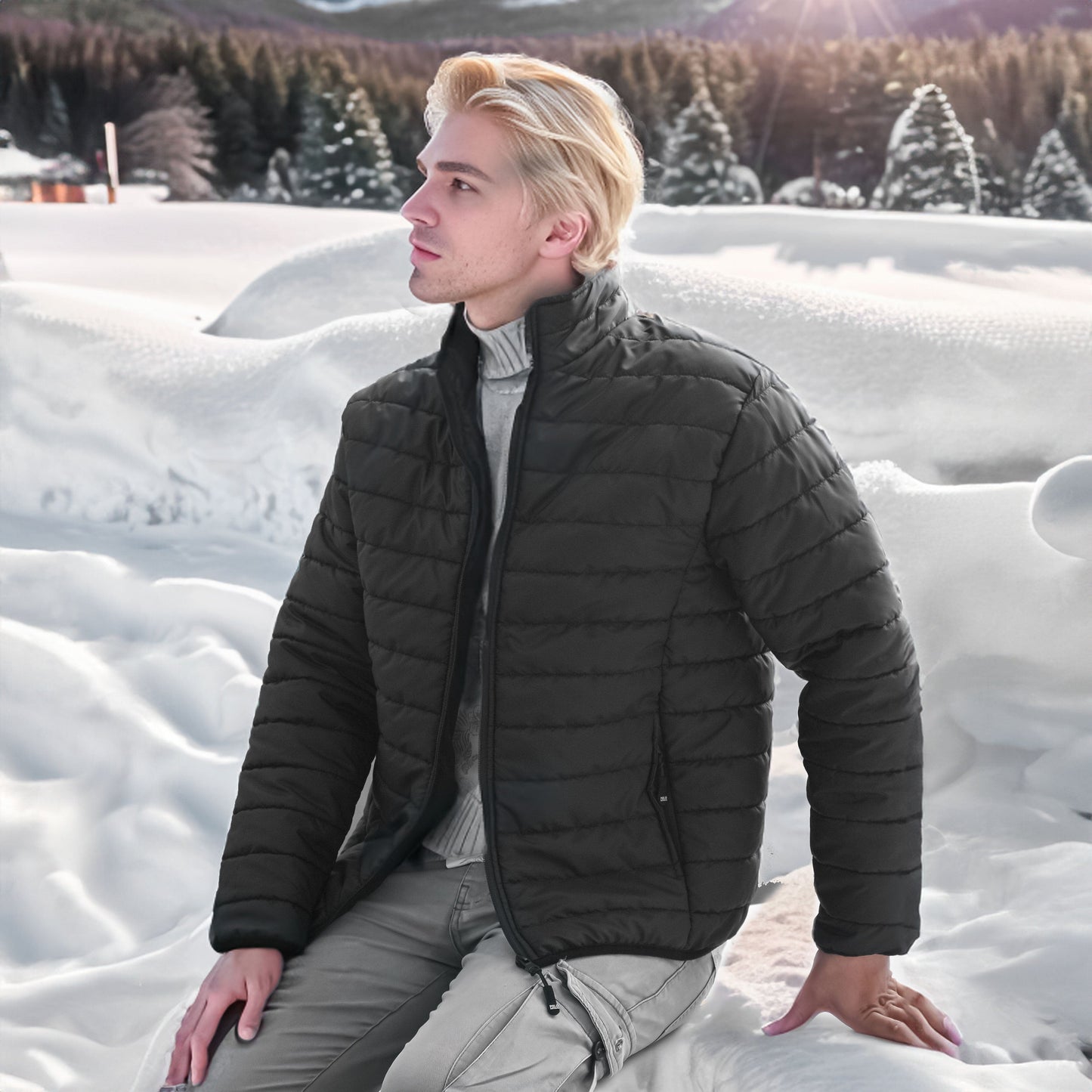 Polo Republica Men's Long Sleeve Puffer Jacket Men's Jacket Polo Republica Black S