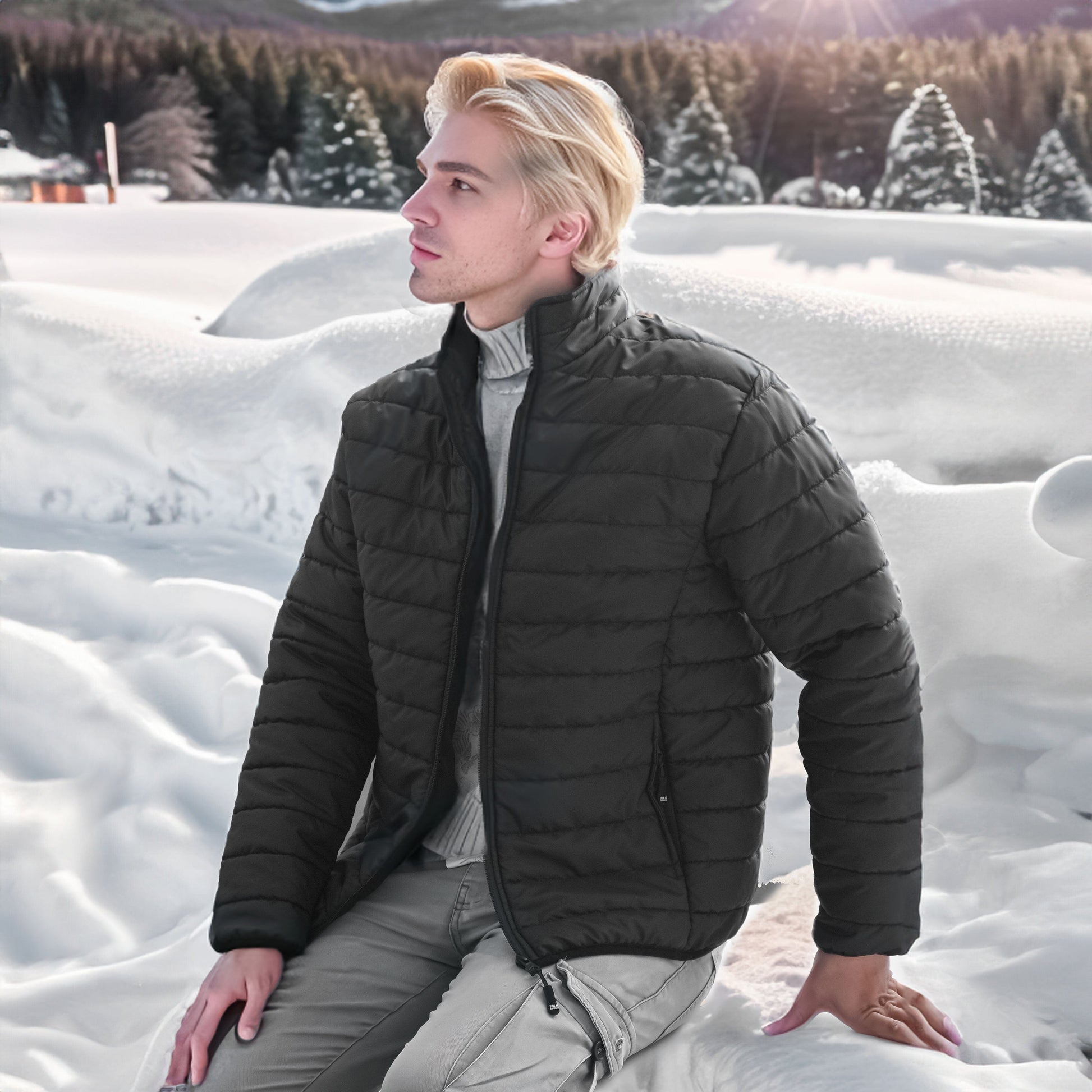 Polo Republica Men's Long Sleeve Puffer Jacket Men's Jacket Polo Republica Black S