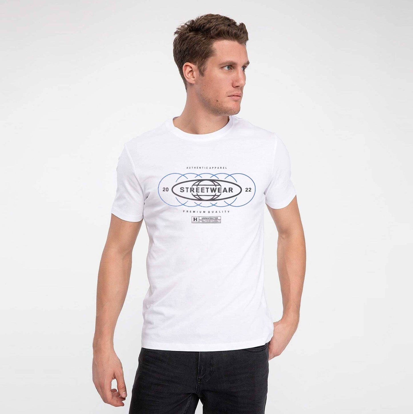 Polo Republica Men's Streetwear Printed Crew Neck Tee Shirt Men's Tee Shirt Polo Republica White S