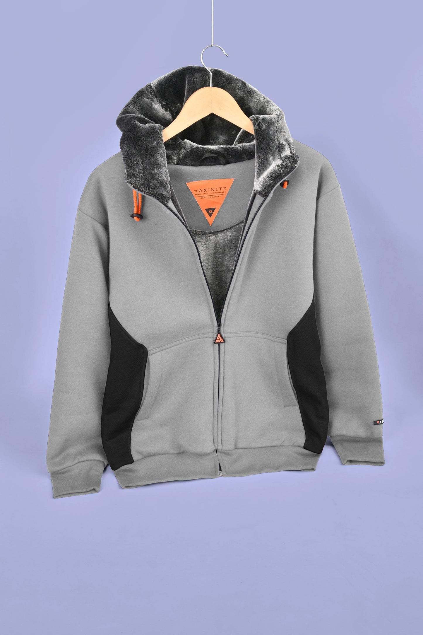 Axinite Unisex AX 96 Contrast Panel Fleece Zipper Hoodie Unisex Zipper Hoodie Image