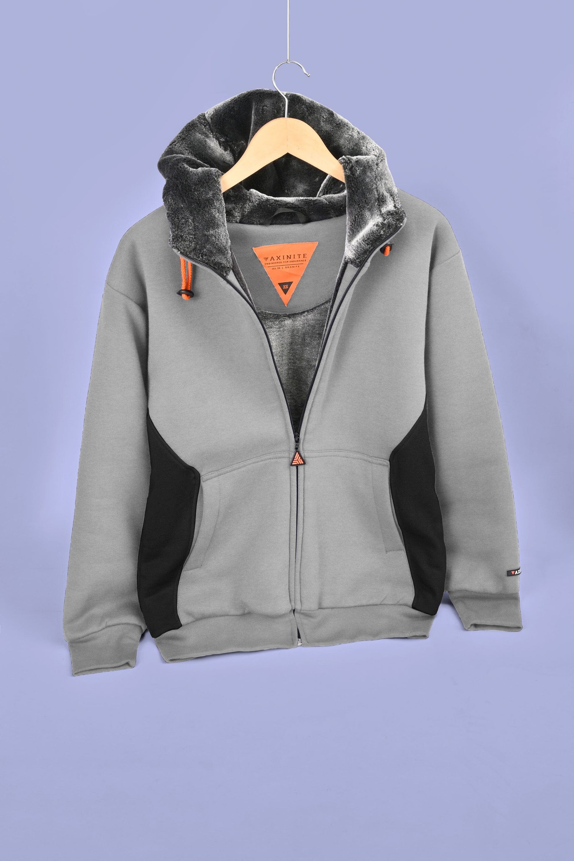 Axinite Unisex AX 96 Contrast Panel Fleece Zipper Hoodie Unisex Zipper Hoodie Image