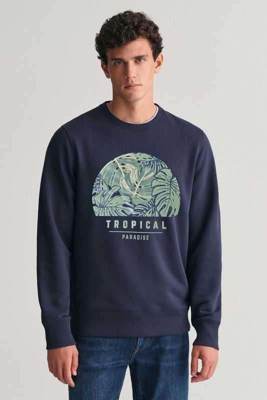 Polo Republica Men's Tropical Paradise Printed Fleece Sweat Shirt