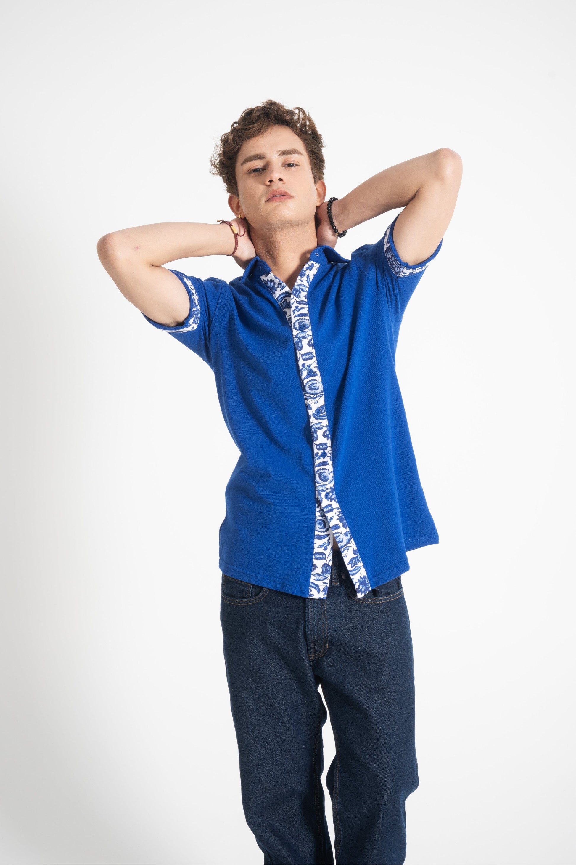 Polo Republica Men's Contrast Panel Short Sleeve Casual Shirt Men's Casual Shirt Polo Republica