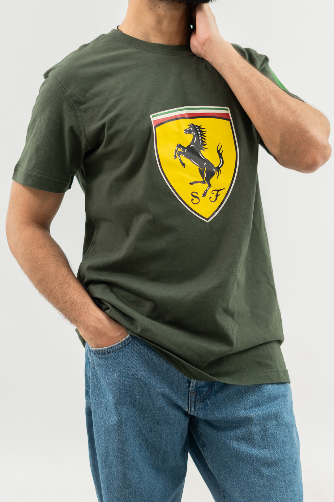 Polo Republica Men's PakWheels Ferrari Printed Crew Neck Tee Shirt