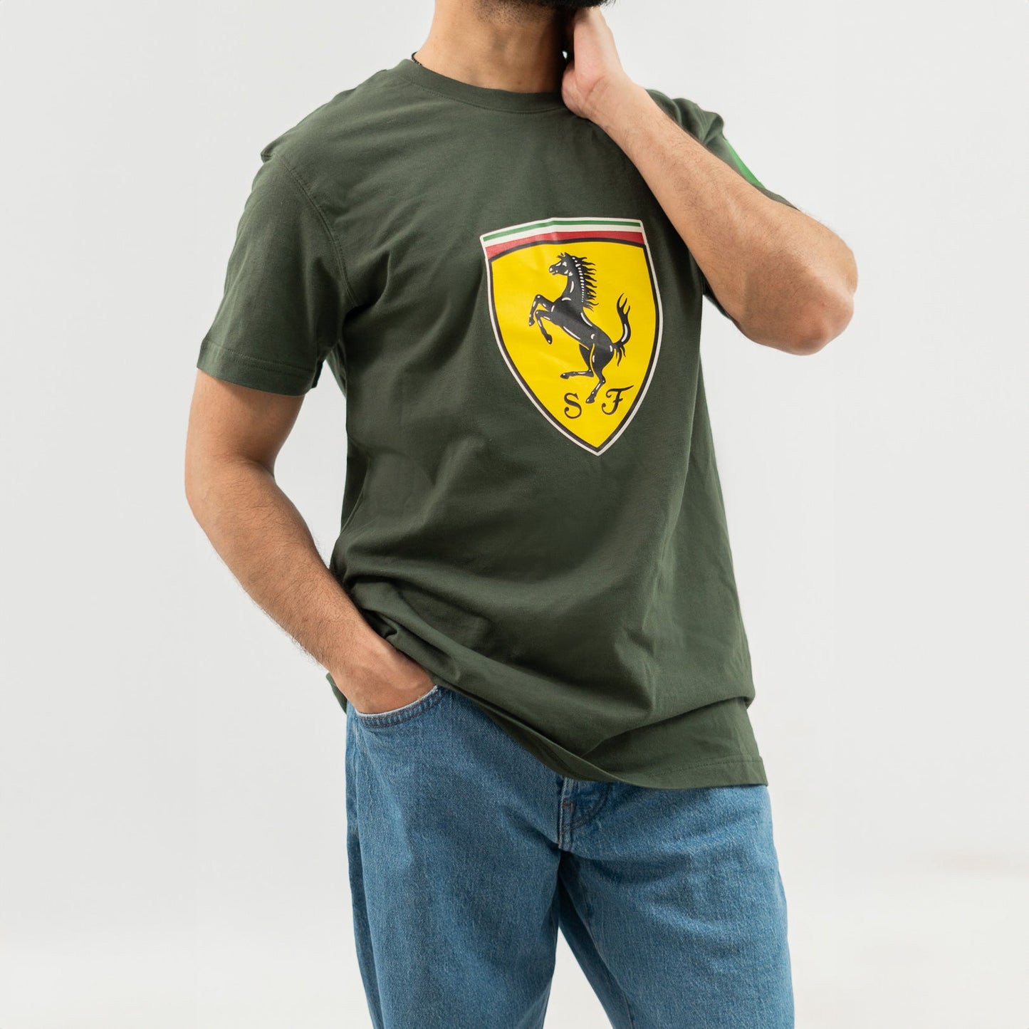Polo Republica Men's PakWheels Ferrari Printed Crew Neck Tee Shirt