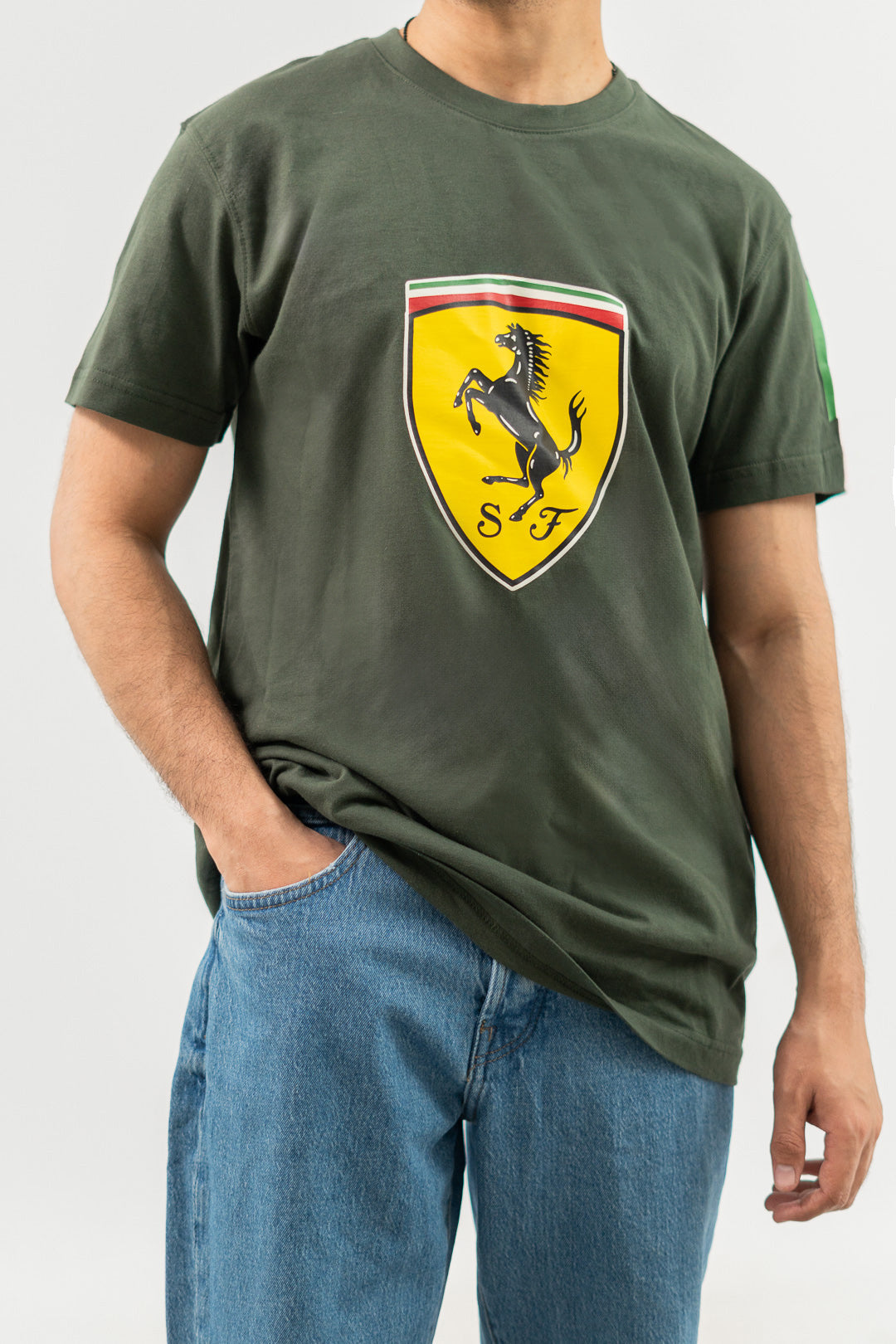 Polo Republica Men's PakWheels Ferrari Printed Crew Neck Tee Shirt